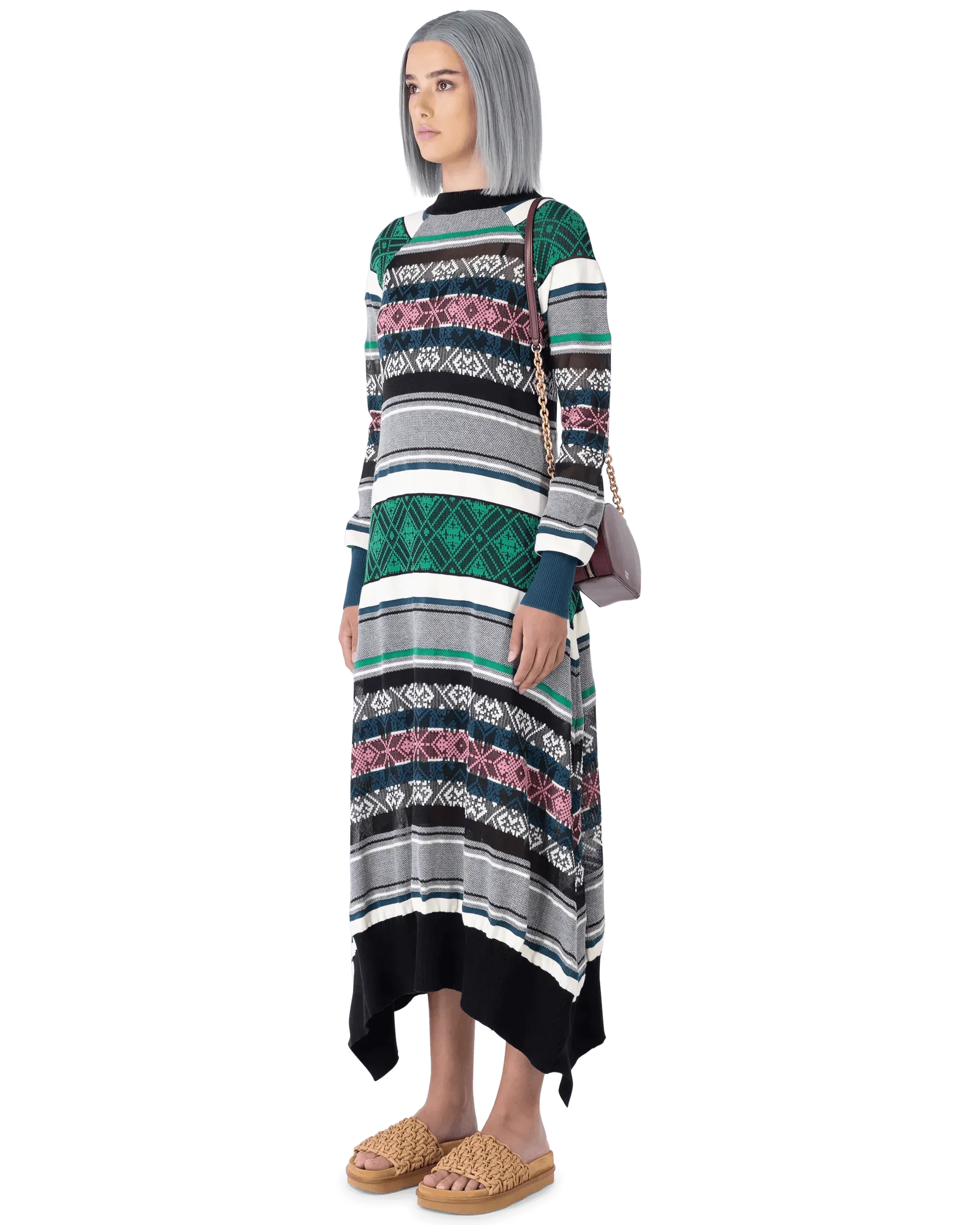 Jacquard Knit Sweater Dress - DIHSAN