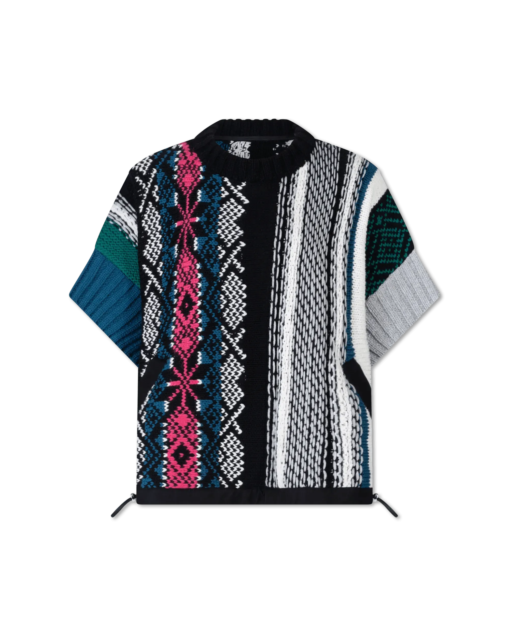 Short Sleeve Jacquard Knit Sweater - DIHSAN