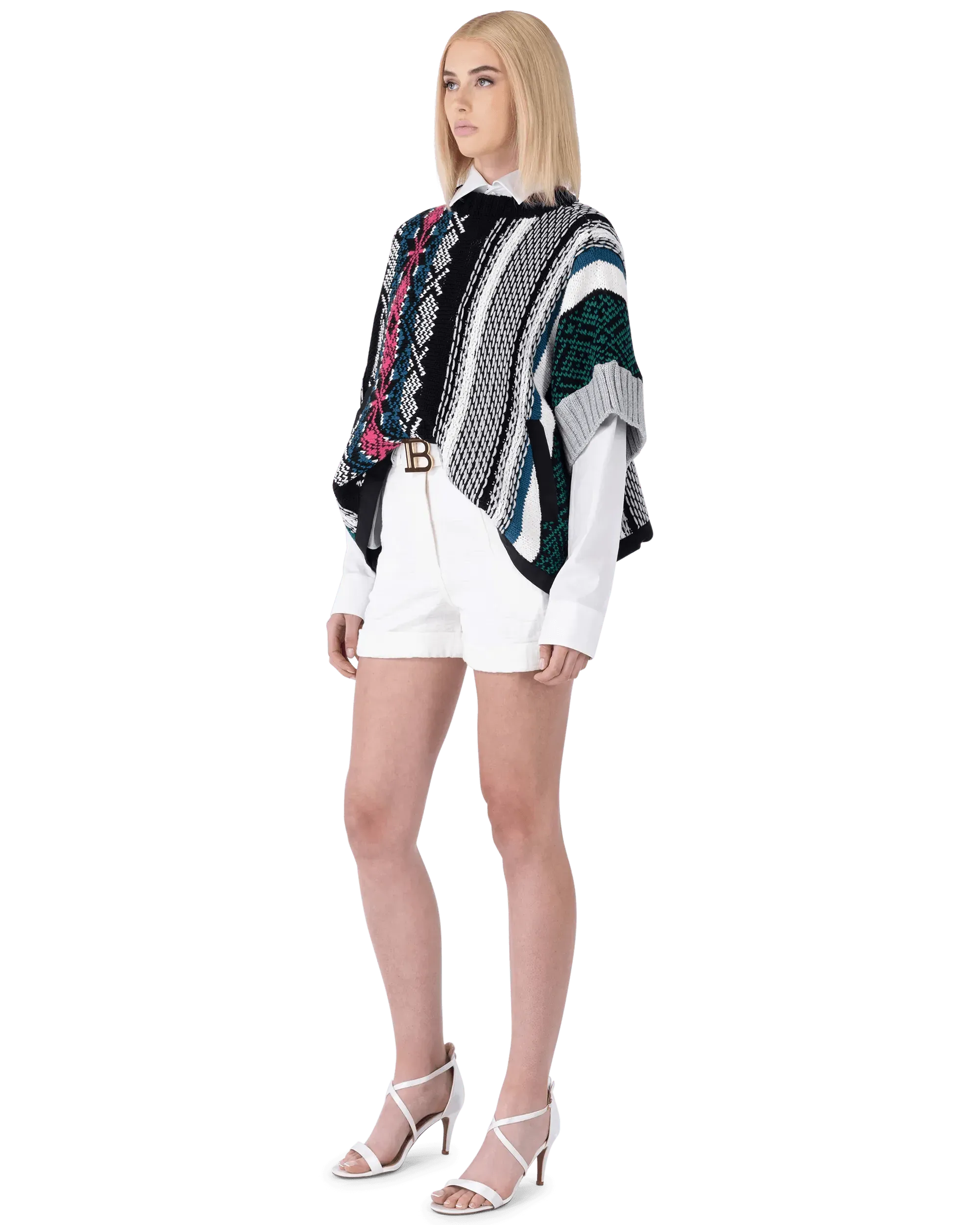 Short Sleeve Jacquard Knit Sweater - DIHSAN