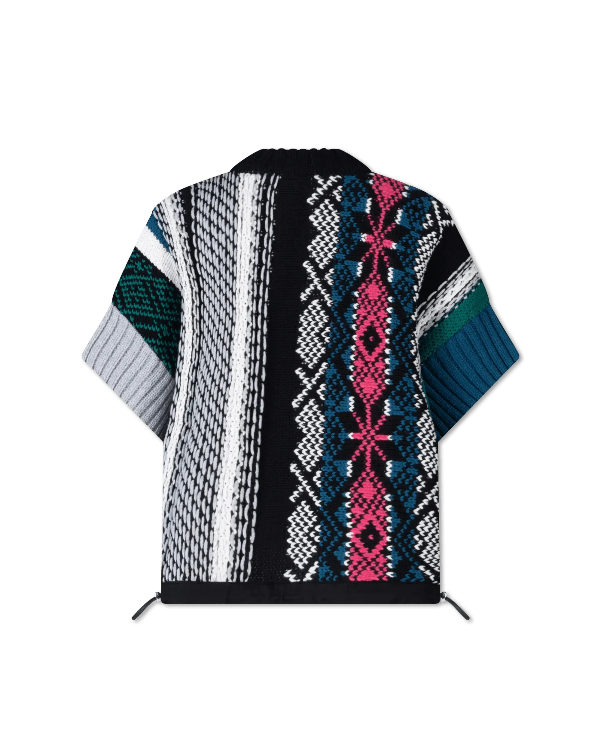 Short Sleeve Jacquard Knit Sweater - DIHSAN