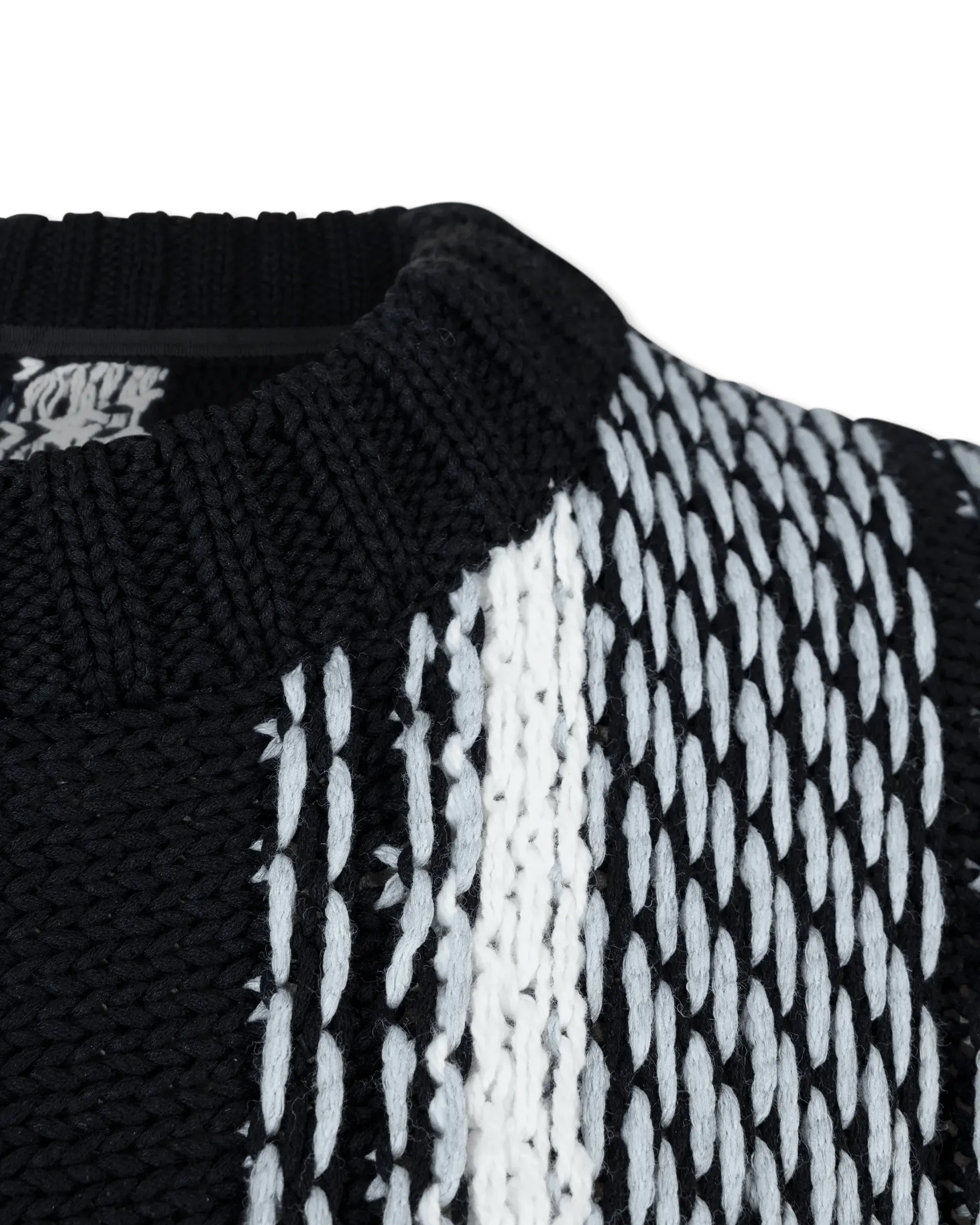 Short Sleeve Jacquard Knit Sweater - DIHSAN