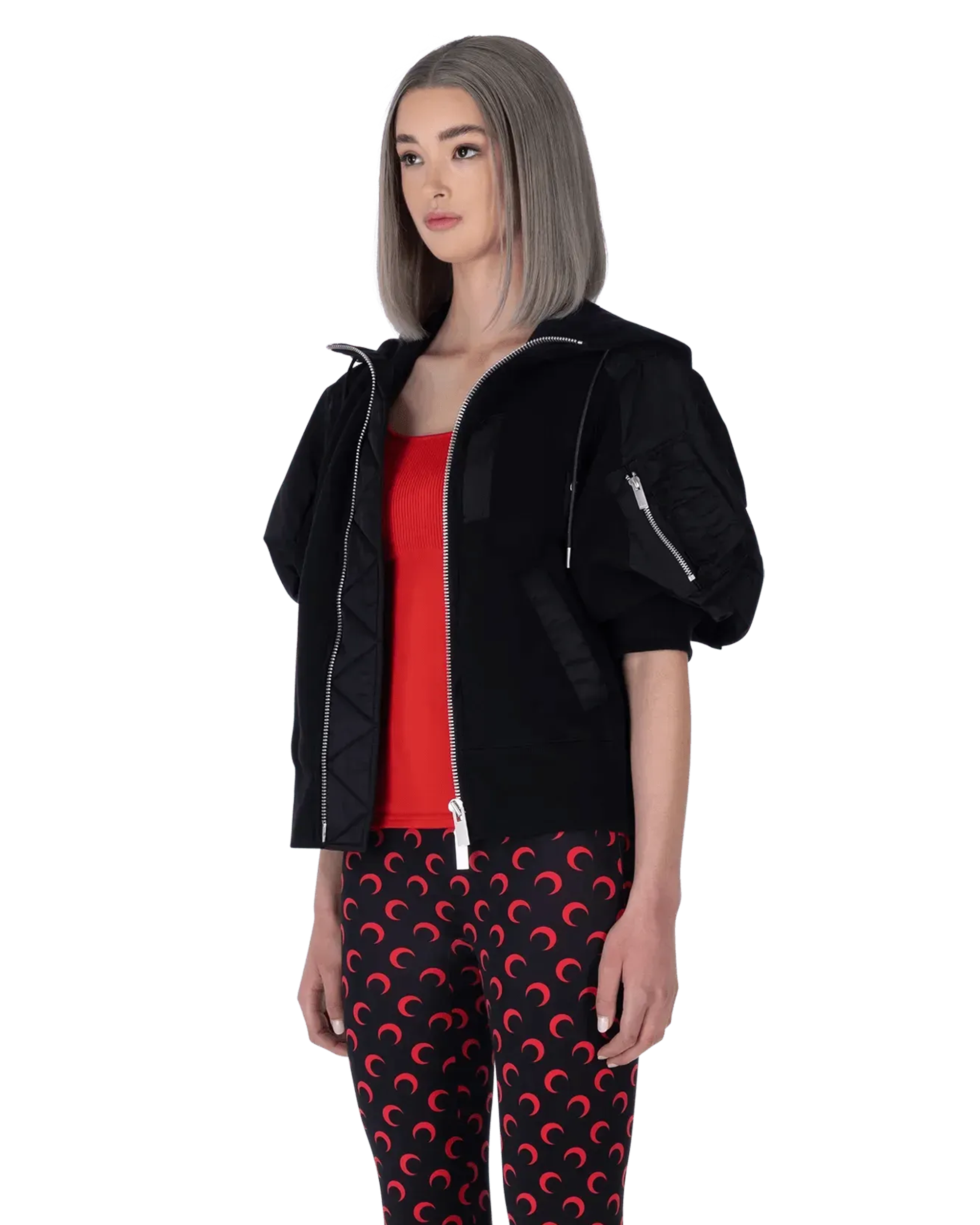 Short Sleeve Hooded Zipup Jacket