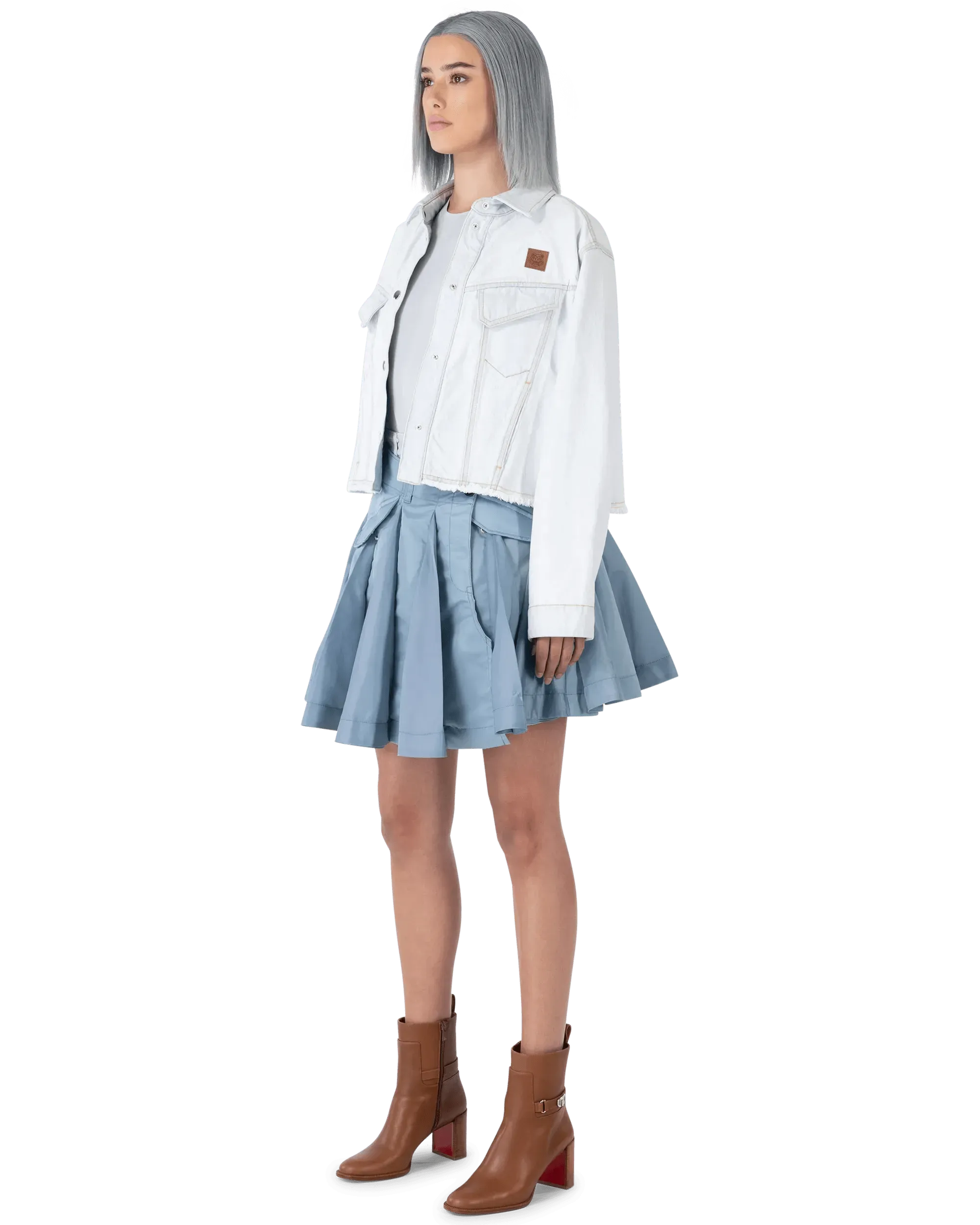 Mixed Denim Skort - DIHSAN