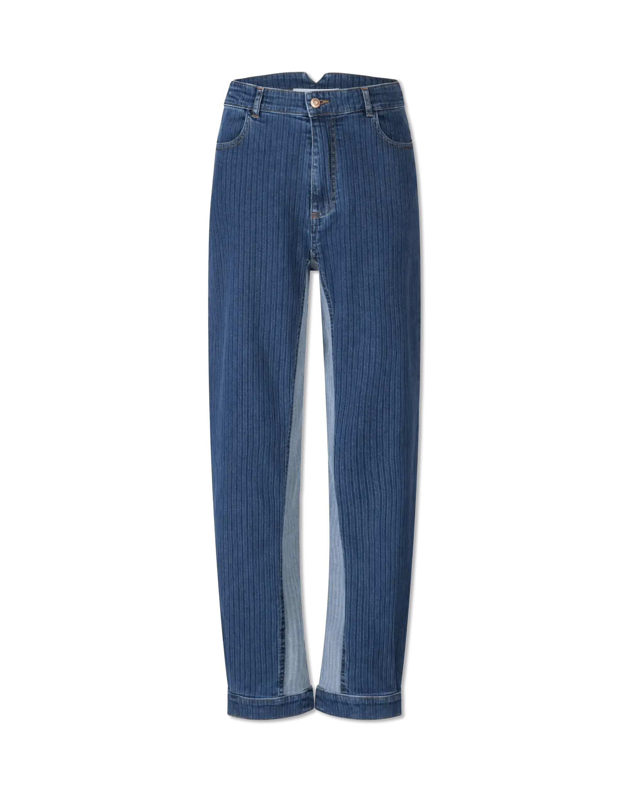 High Waisted Striped Straight Leg Jeans - DIHSAN