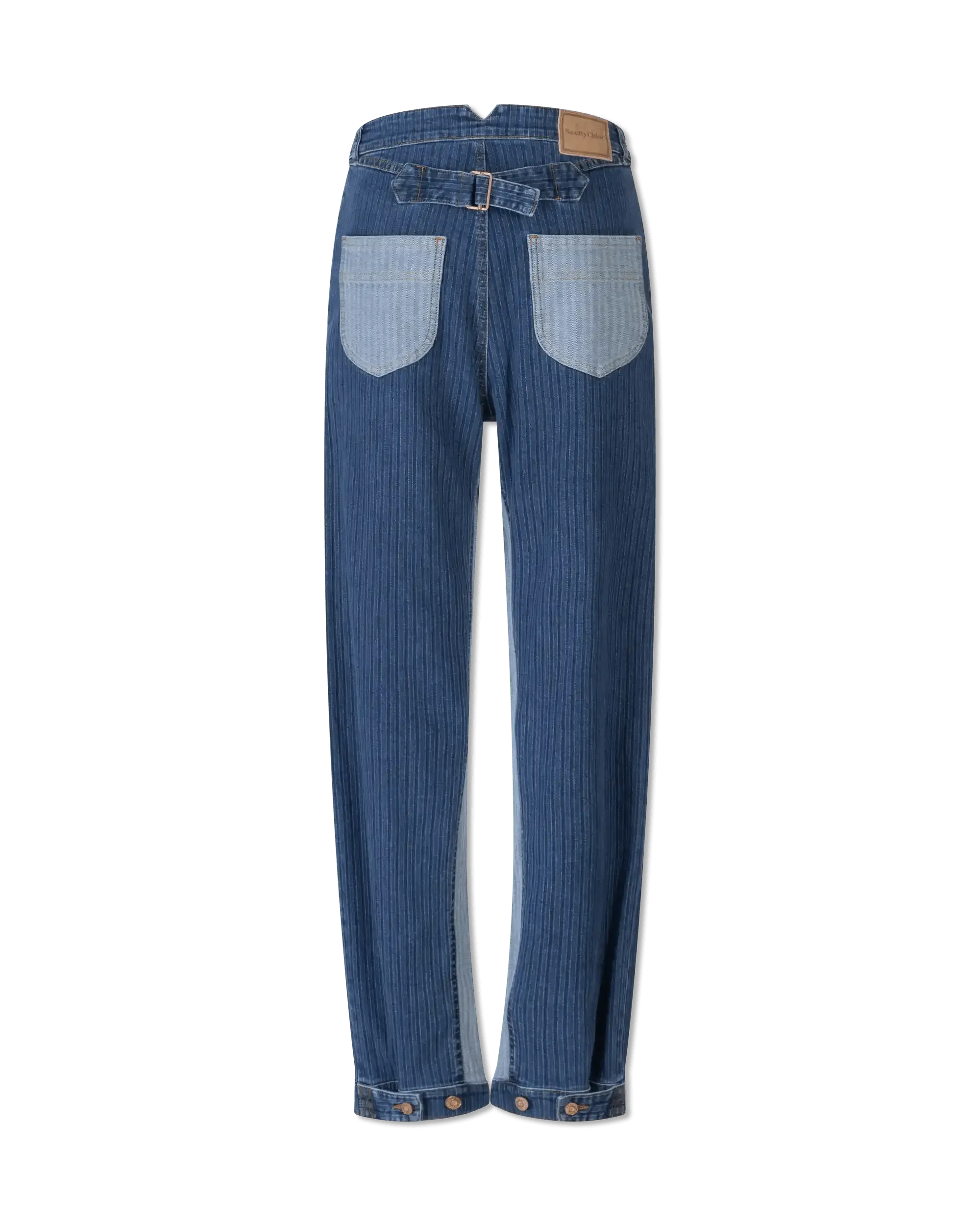 High Waisted Striped Straight Leg Jeans - DIHSAN