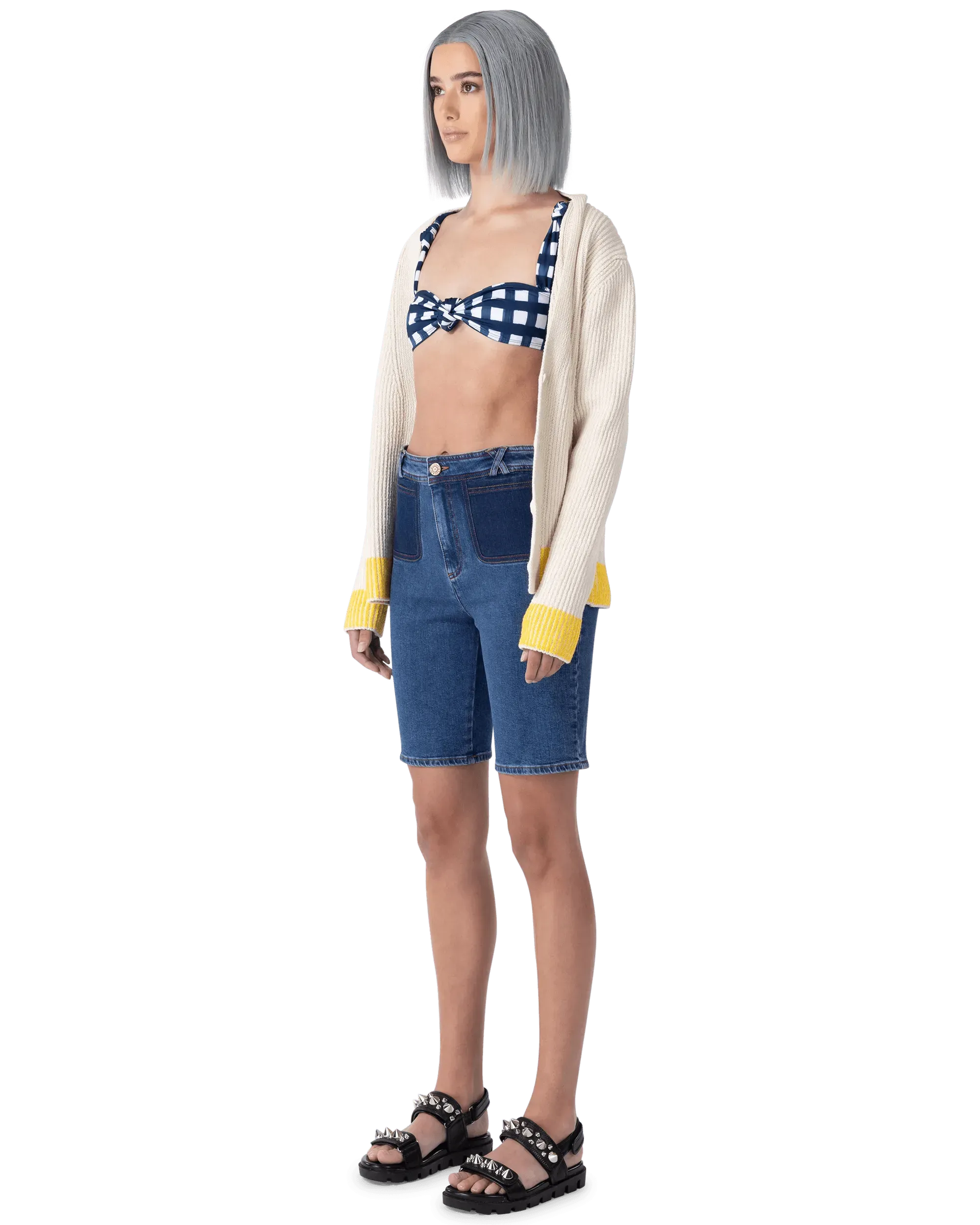 Organic Knee Length Denim Shorts - DIHSAN