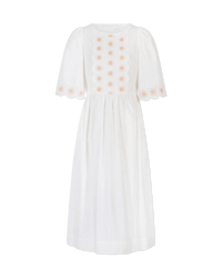 Floral Embroidered Short Sleeve Dress - DIHSAN