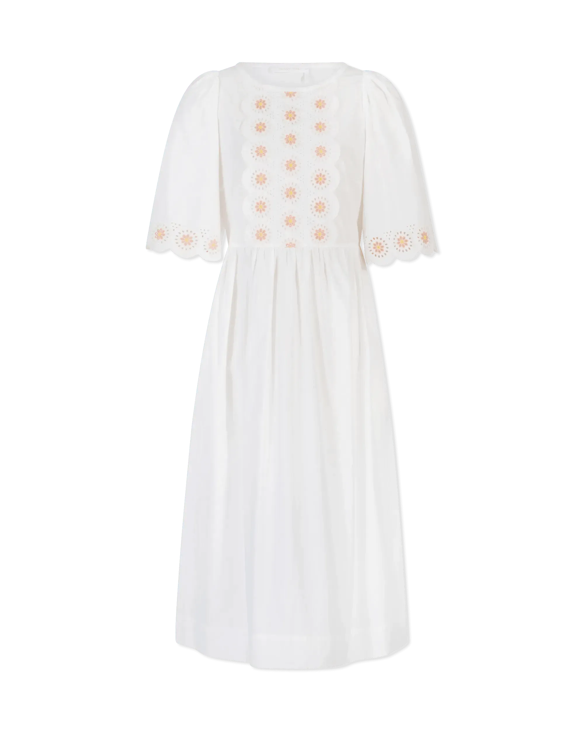 Floral Embroidered Short Sleeve Dress - DIHSAN