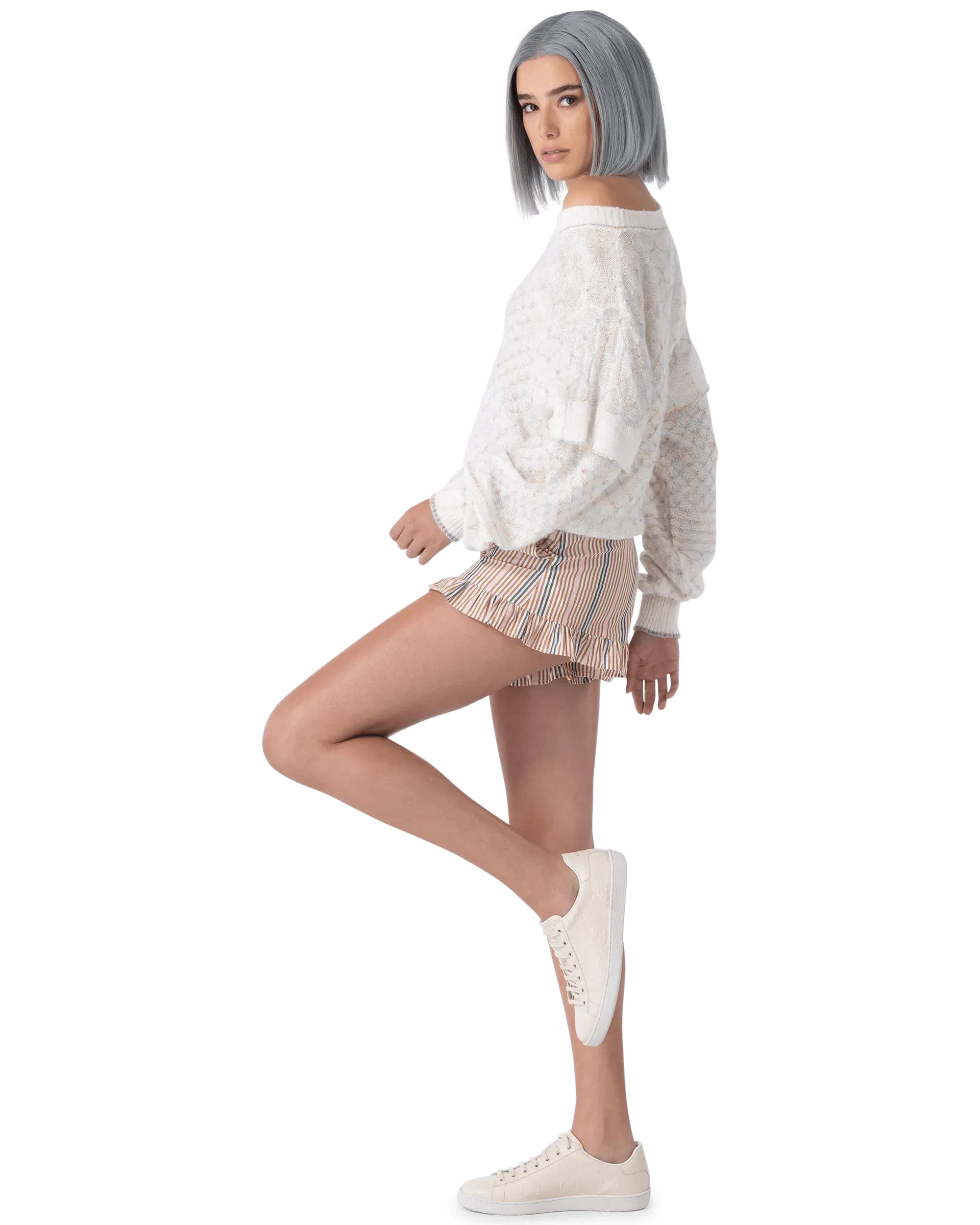 Striped Poplin Mini Shorts - DIHSAN