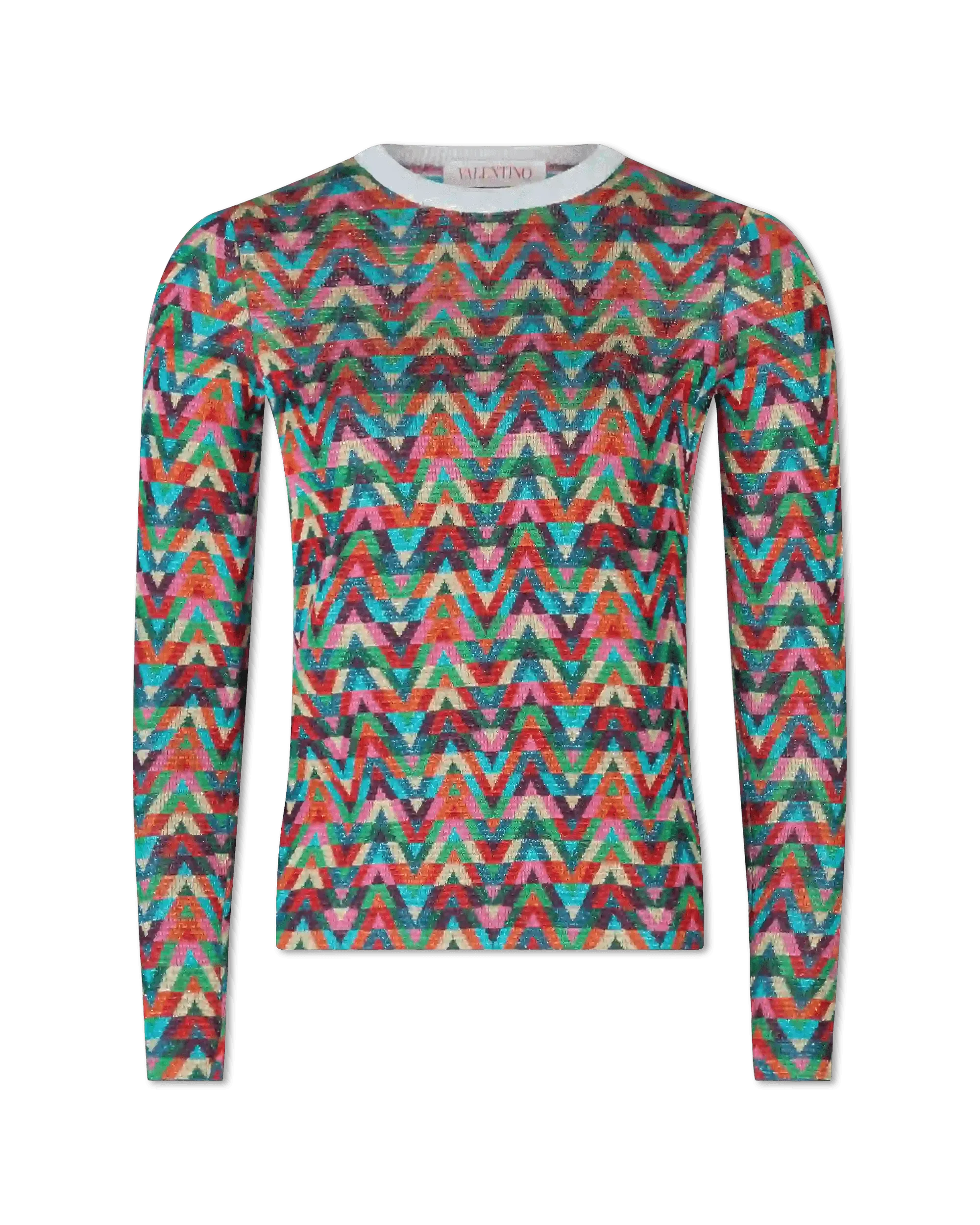 V Optical Multicolor Crewneck Sweater - DIHSAN