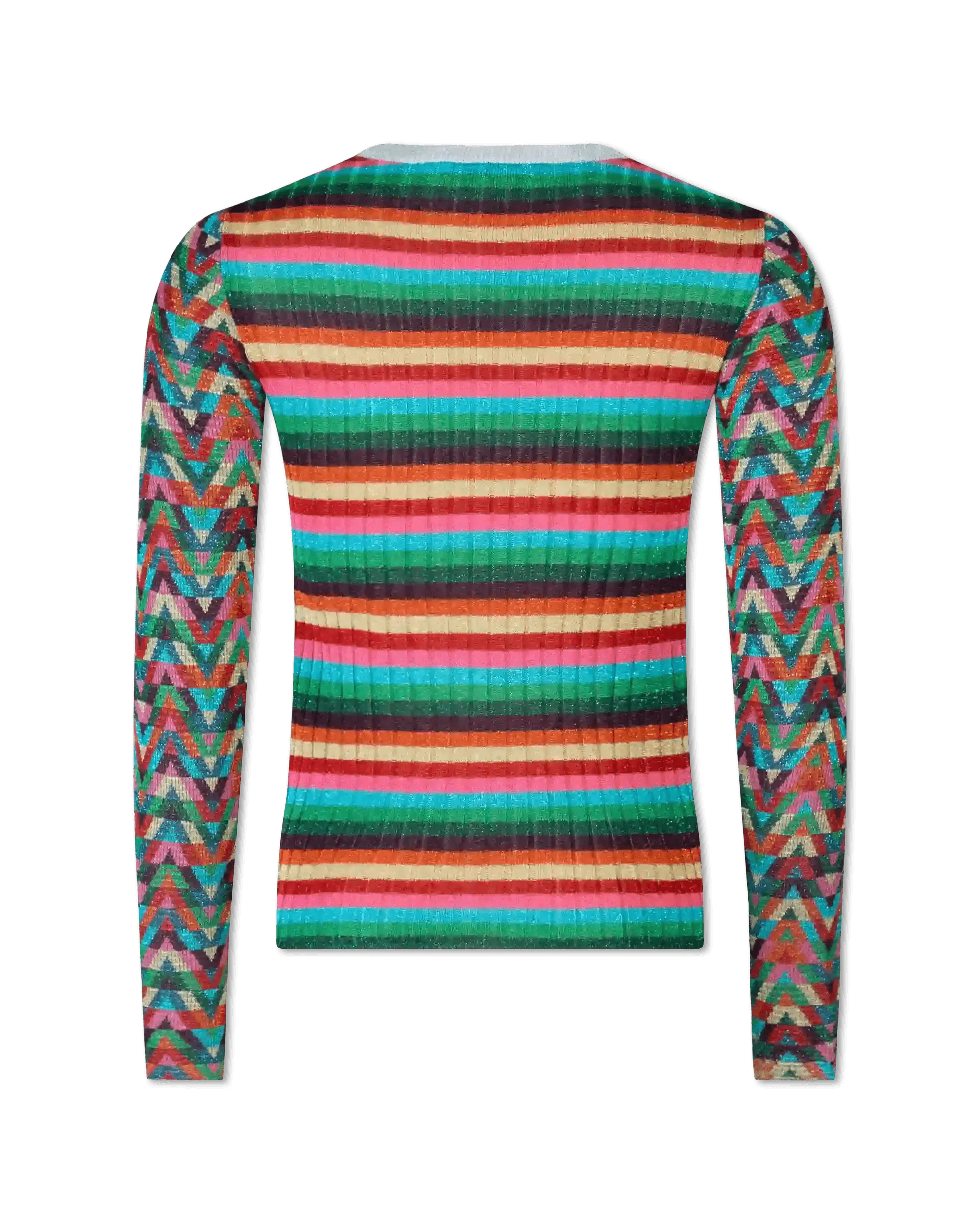 V Optical Multicolor Crewneck Sweater - DIHSAN