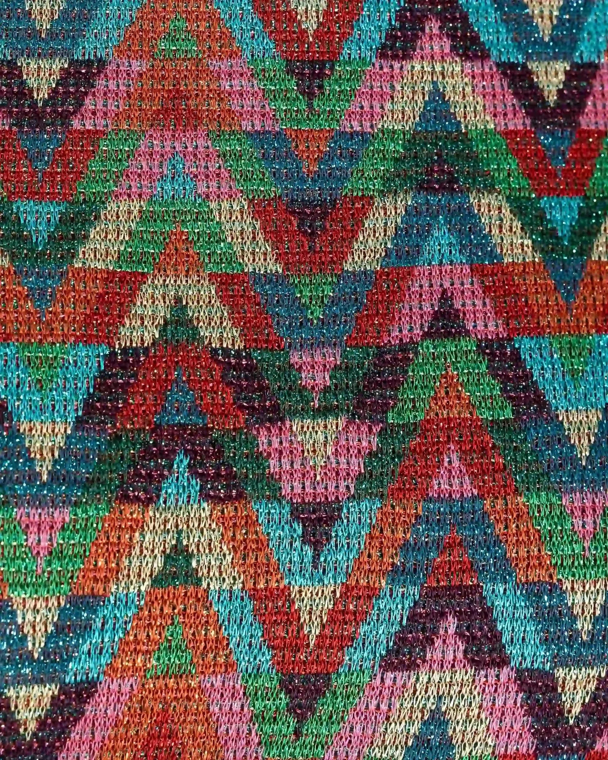 V Optical Multicolor Crewneck Sweater - DIHSAN