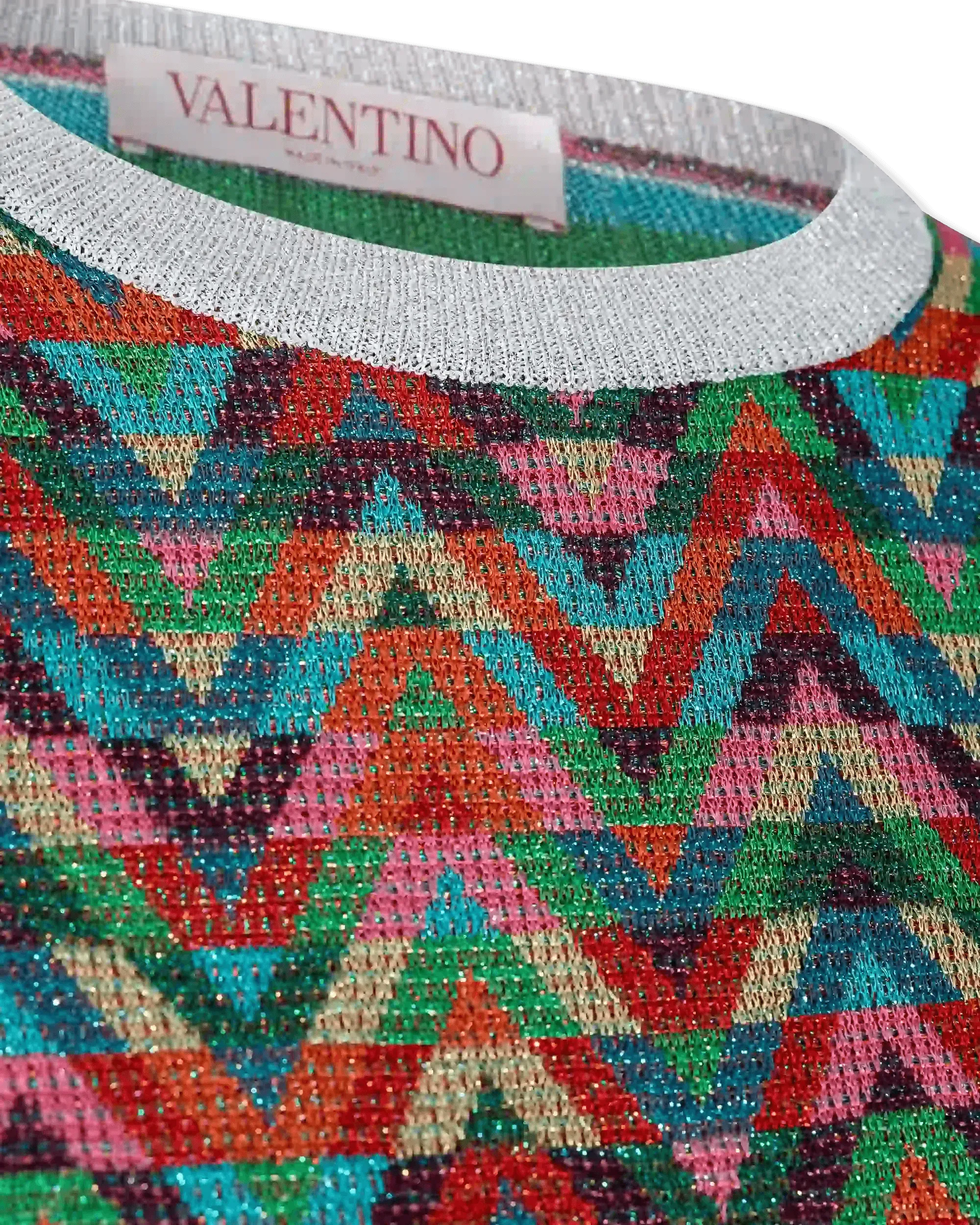 V Optical Multicolor Crewneck Sweater - DIHSAN