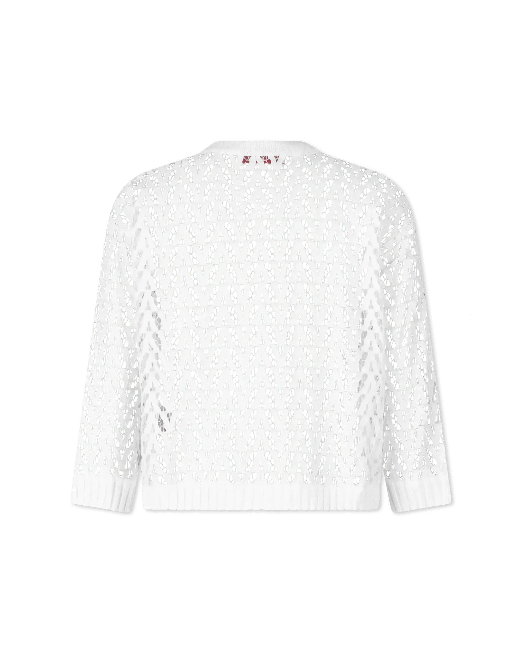V Pattern Lace Long Sleeve Top - DIHSAN