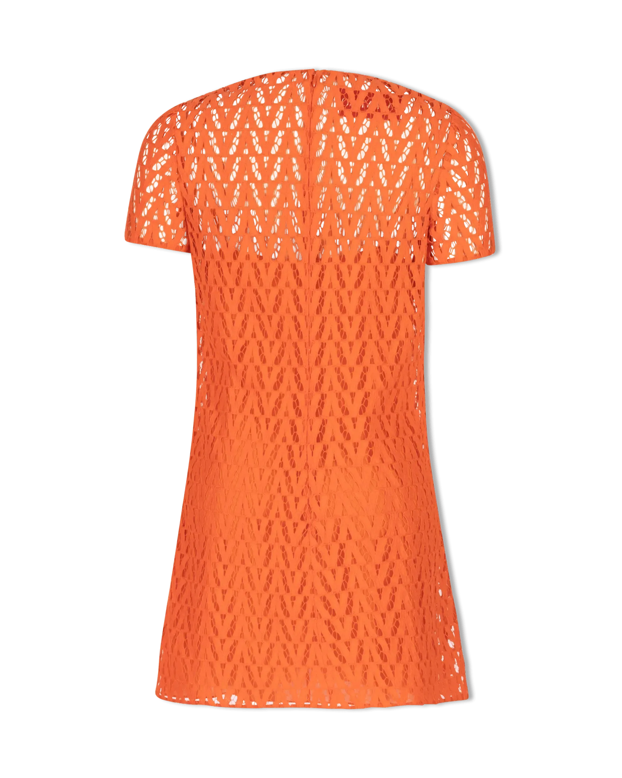 V Pattern Lace Short Sleeve Mini Dress - DIHSAN