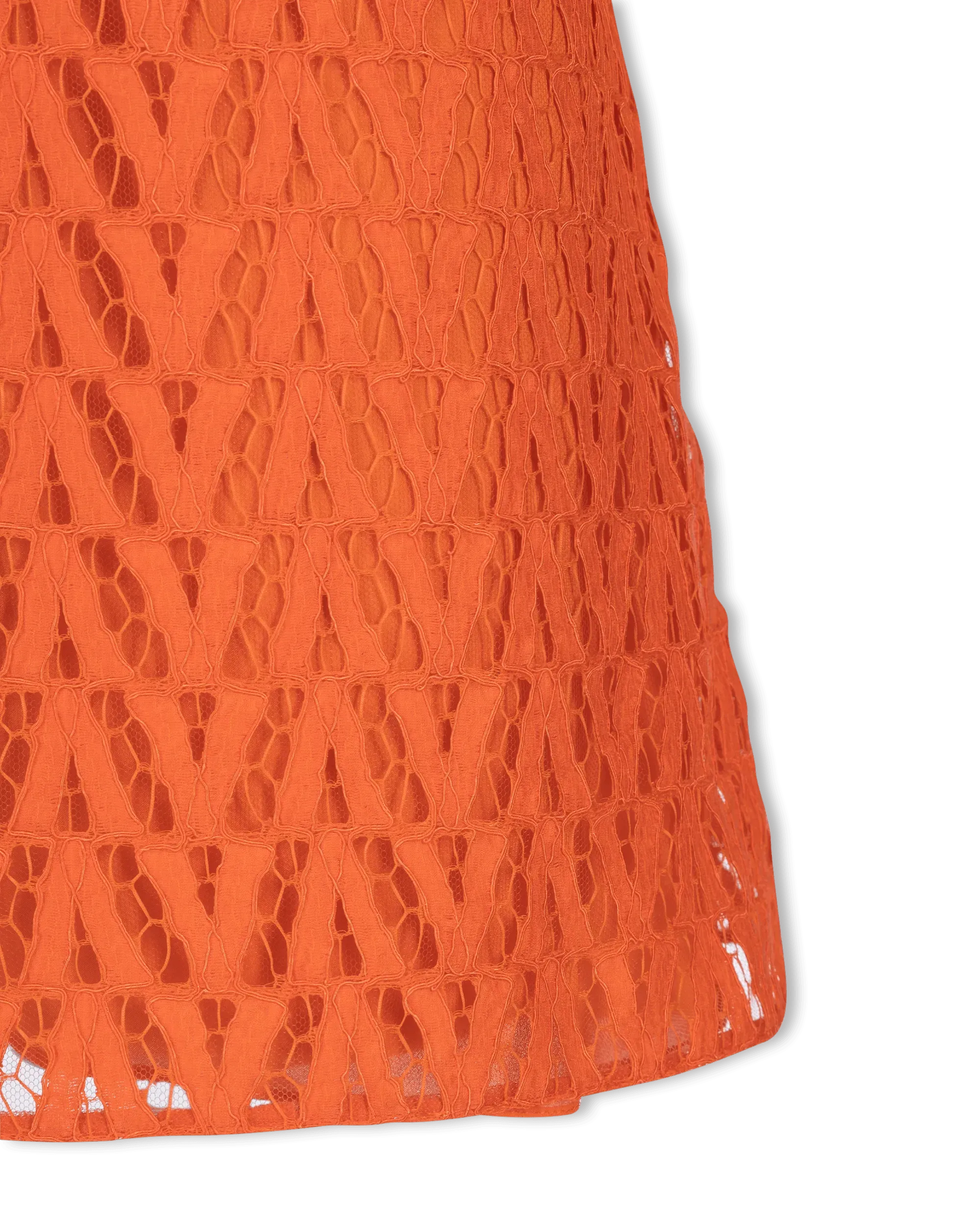 V Pattern Lace Short Sleeve Mini Dress - DIHSAN