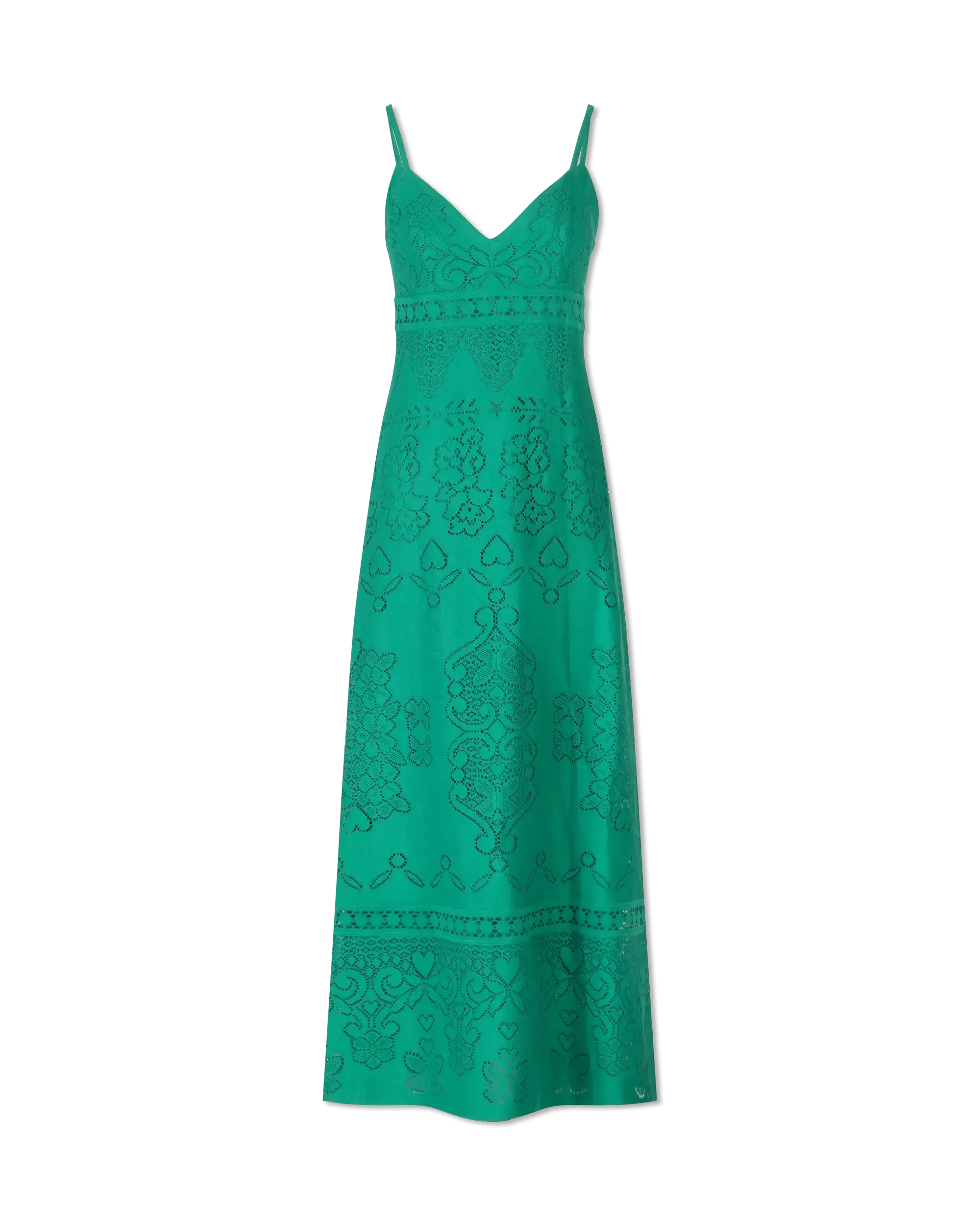 V-Neck Floral Lace Maxi Dress - DIHSAN