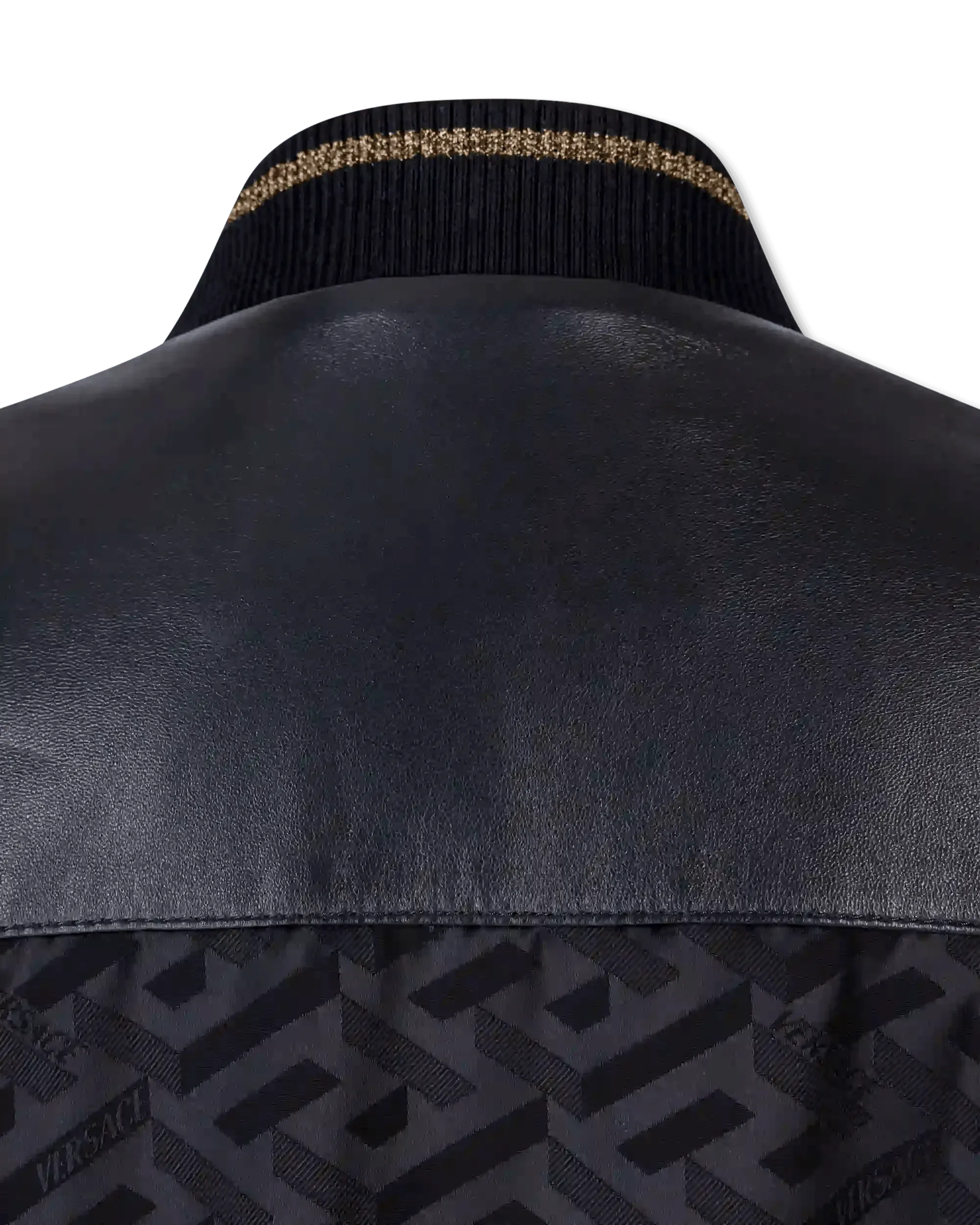 Jacquard Monogram Leather Bomber Jacket - DIHSAN