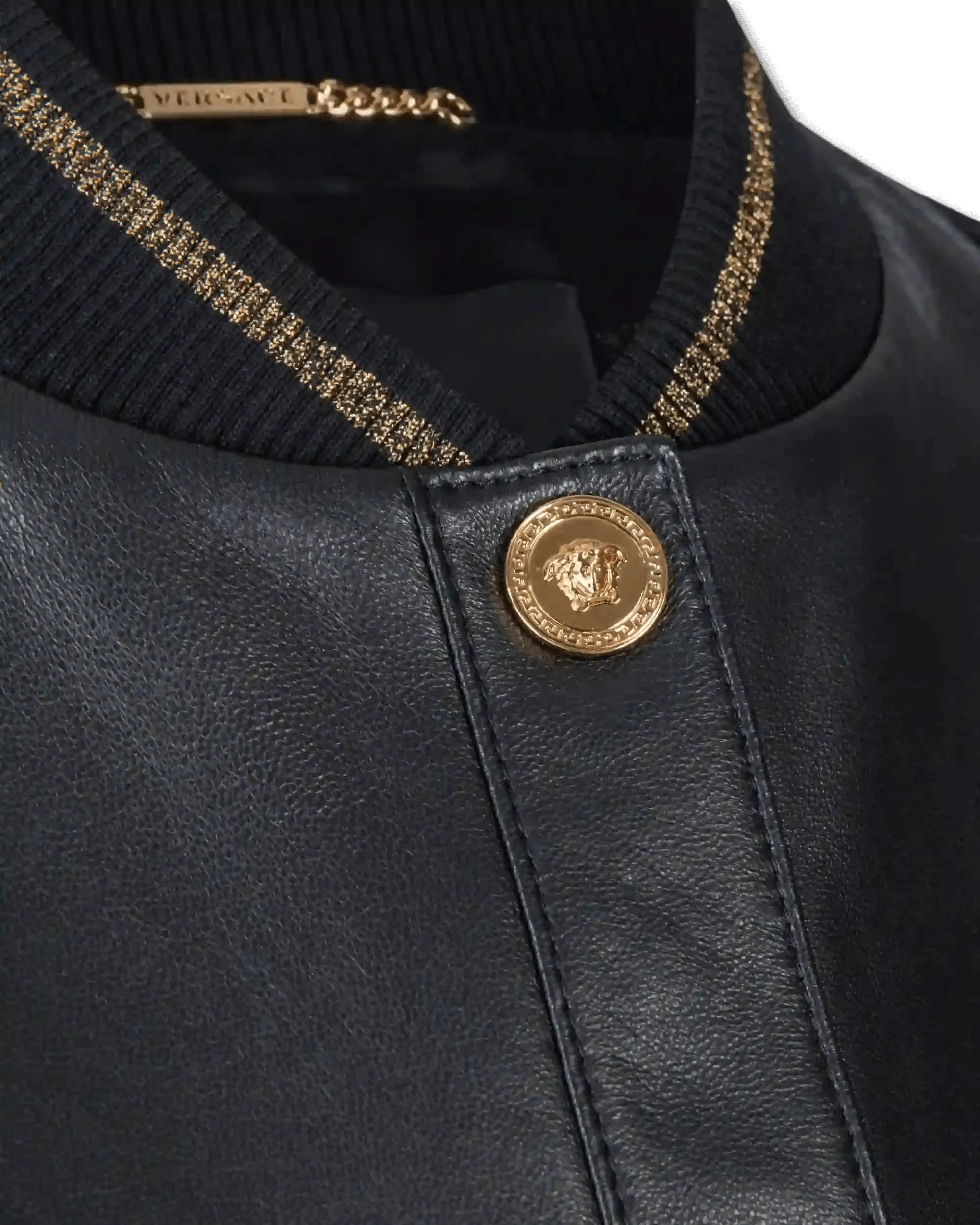Jacquard Monogram Leather Bomber Jacket - DIHSAN