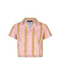Cropped Chain Print Cotton Pyjama Top - DIHSAN