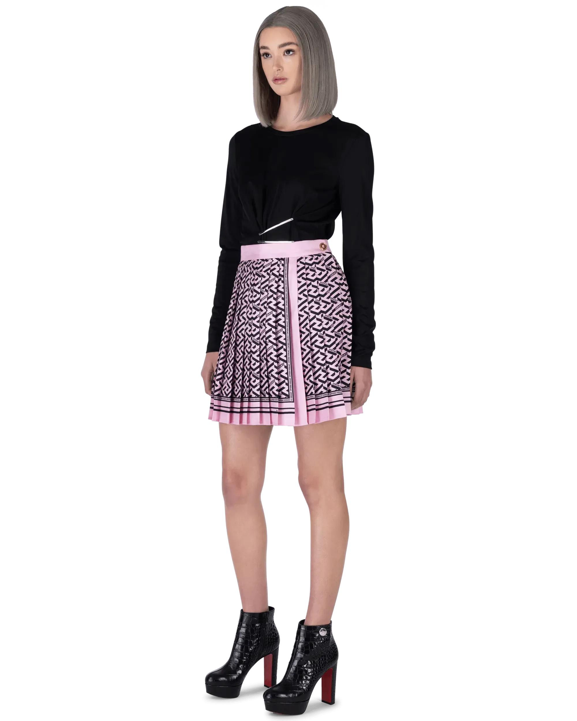 Twill Monogram Pleated Mini Skirt - DIHSAN