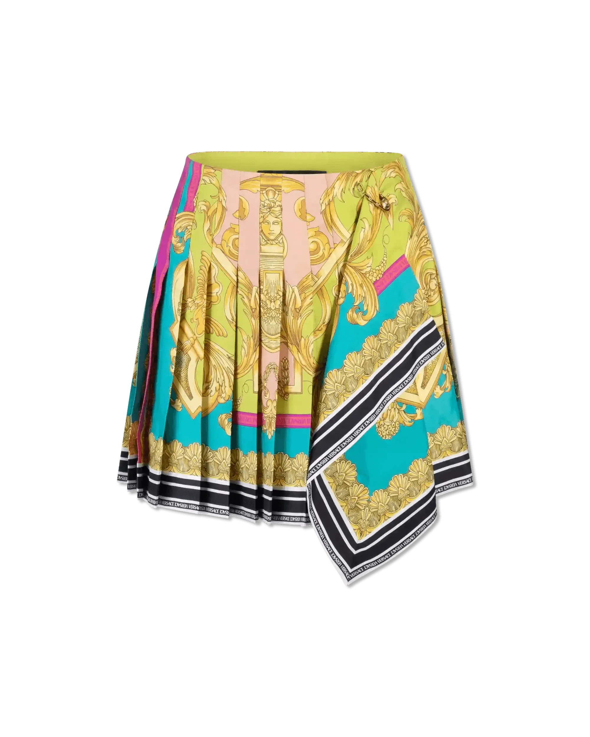 Poli Stampa Twill Pleated Heritage Mini Skirt - DIHSAN