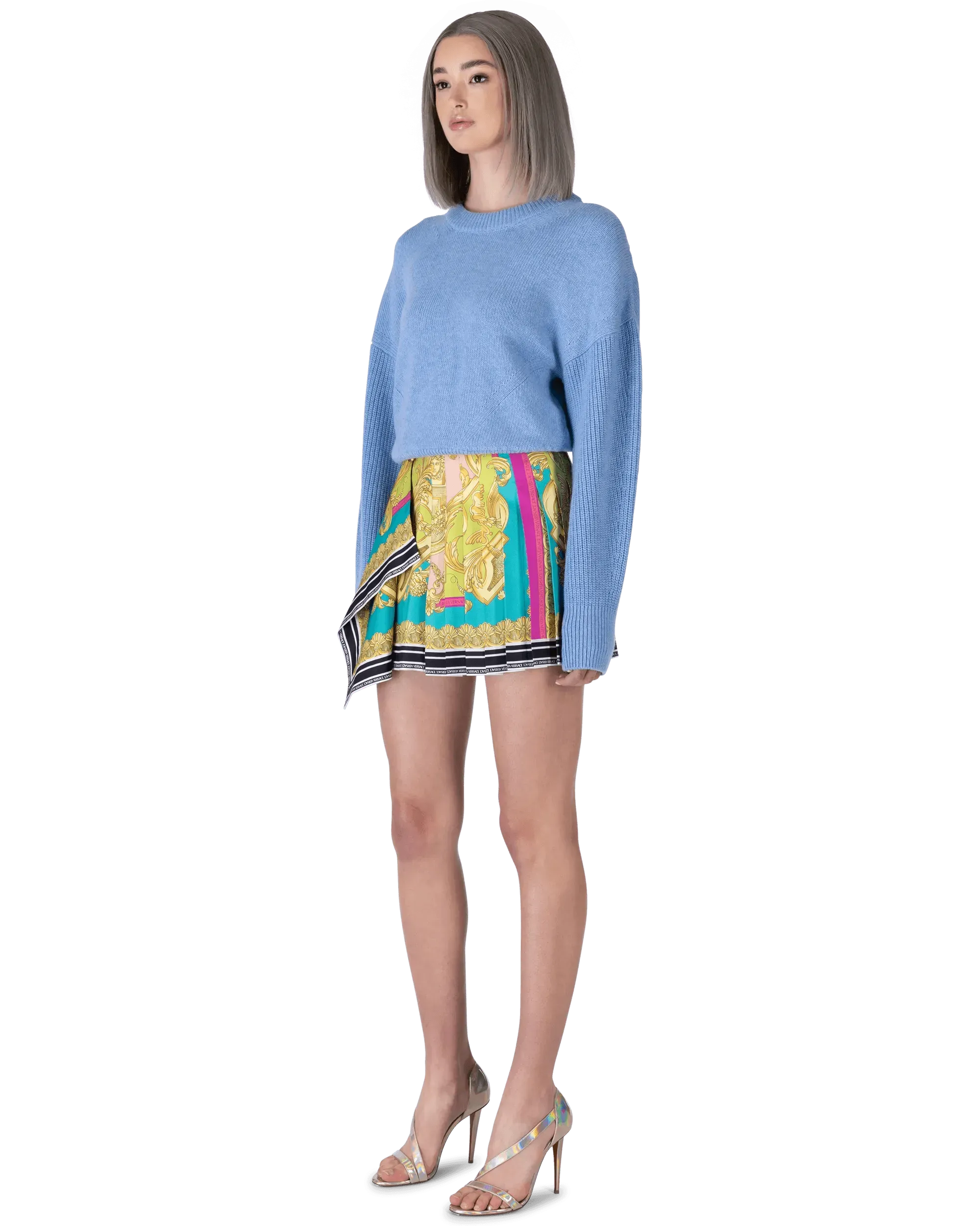 Poli Stampa Twill Pleated Heritage Mini Skirt - DIHSAN