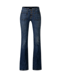 Flared Patch Pocket Jeans - DIHSAN