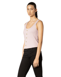 Beige Viscose Blend Button-Detail Ribbed Tank Top by Balmain | DIHSAN