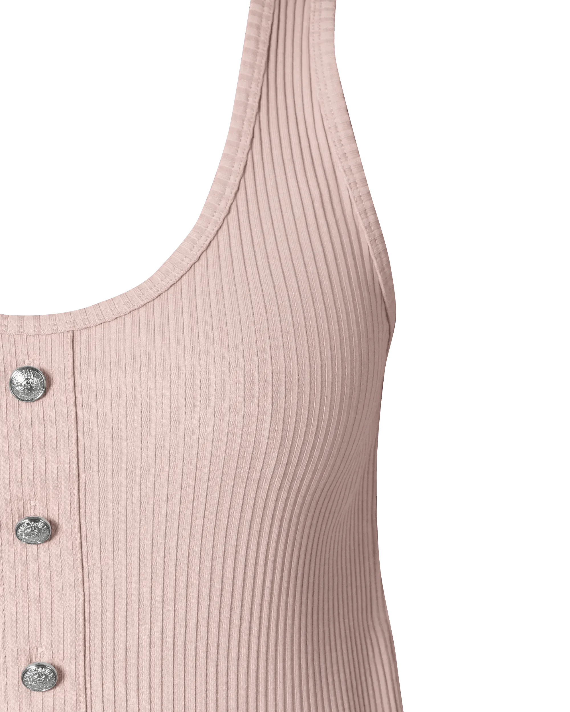 Button-Detail Ribbed Tank Top