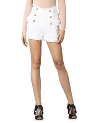 Tweed Silver-Tone Button Shorts