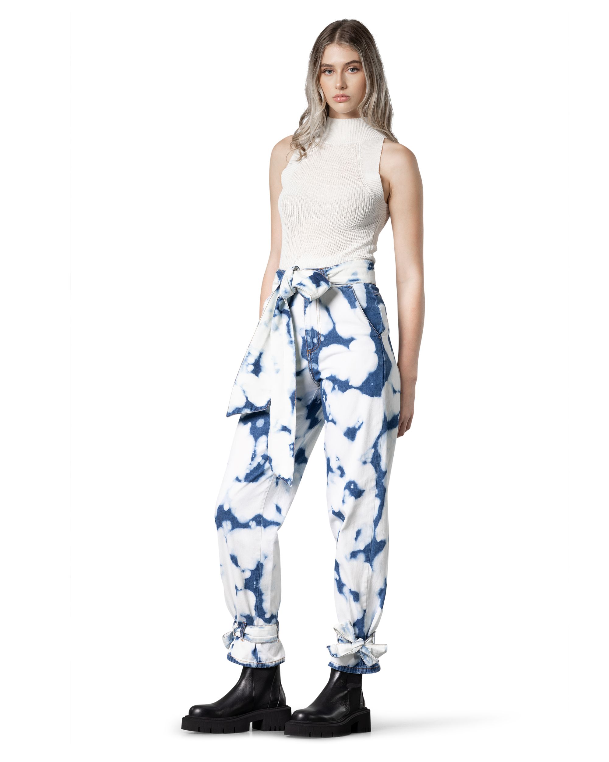 MSGM Ankle Belted Tie Dye Pants