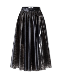 Vinyl-Covered Leopard Print Skirt - DIHSAN