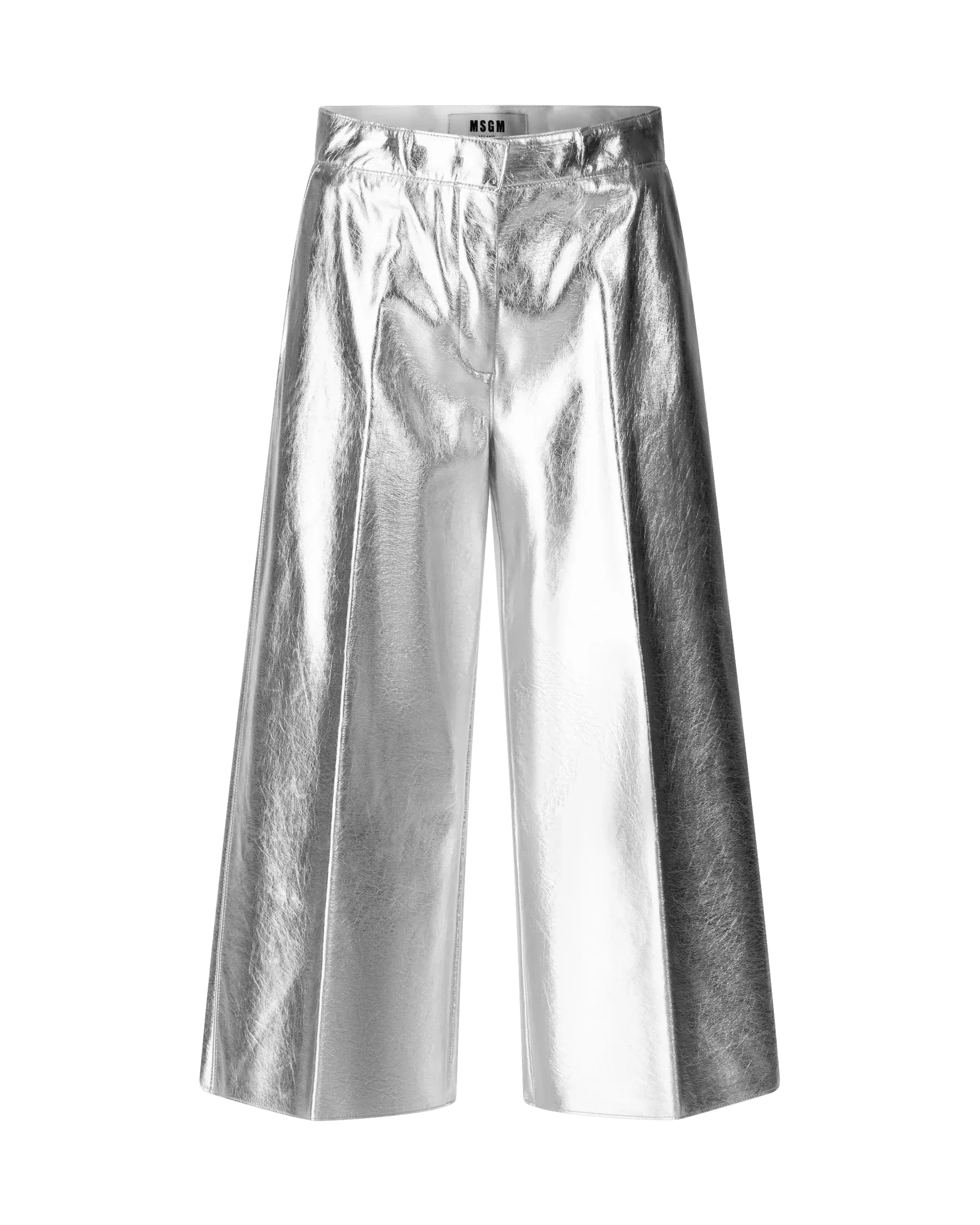 Cropped Metallic Leather Pants
