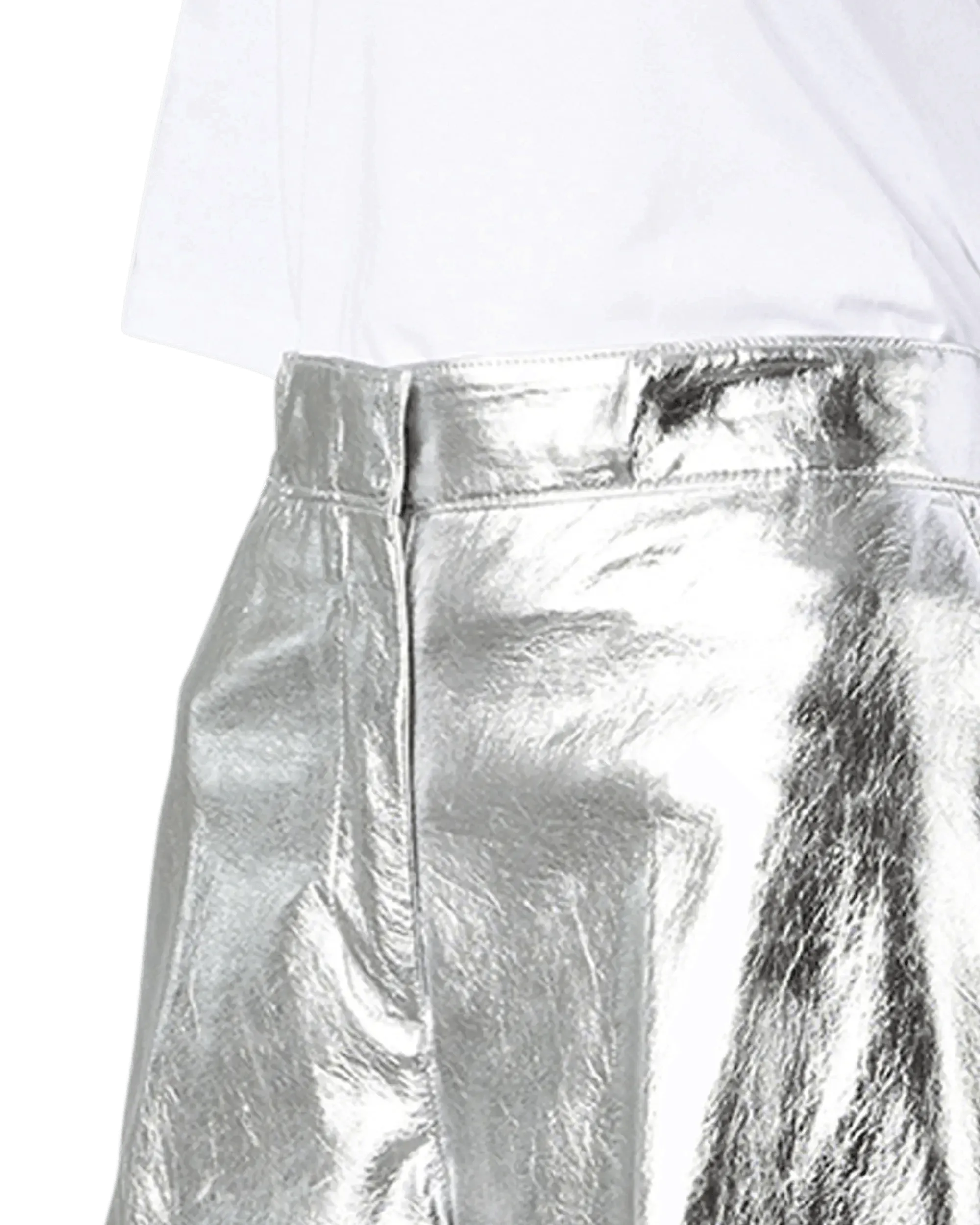 Cropped Metallic Leather Pants