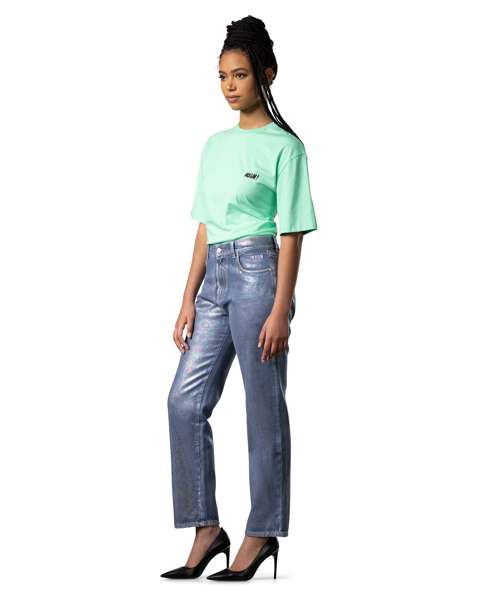 Iridescent Denim Coated Jeans