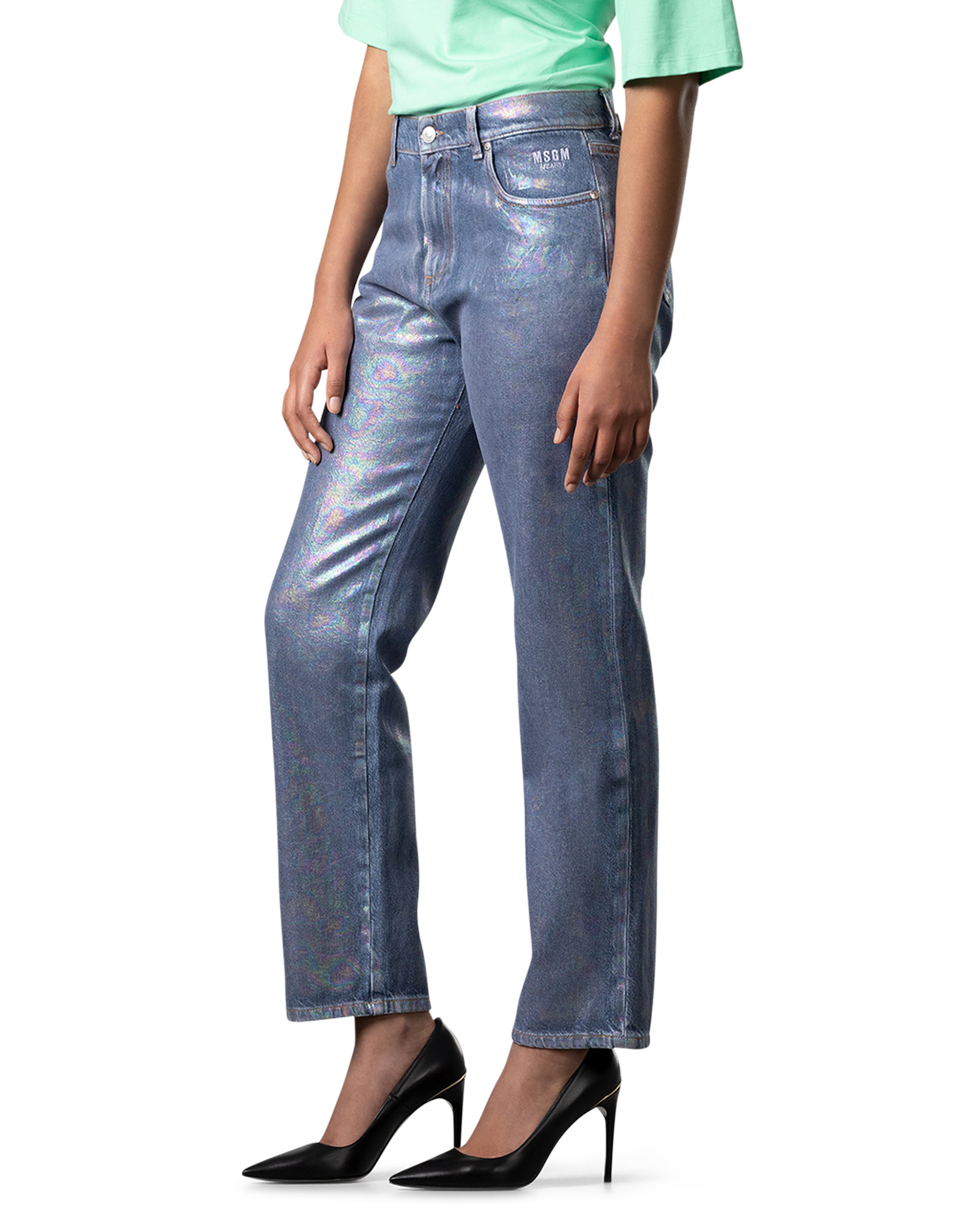 Iridescent Denim Coated Jeans