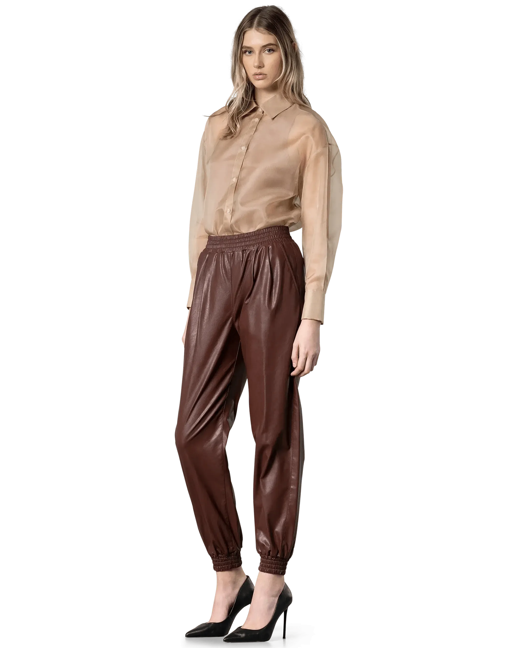 Faux Leather Joggers - DIHSAN