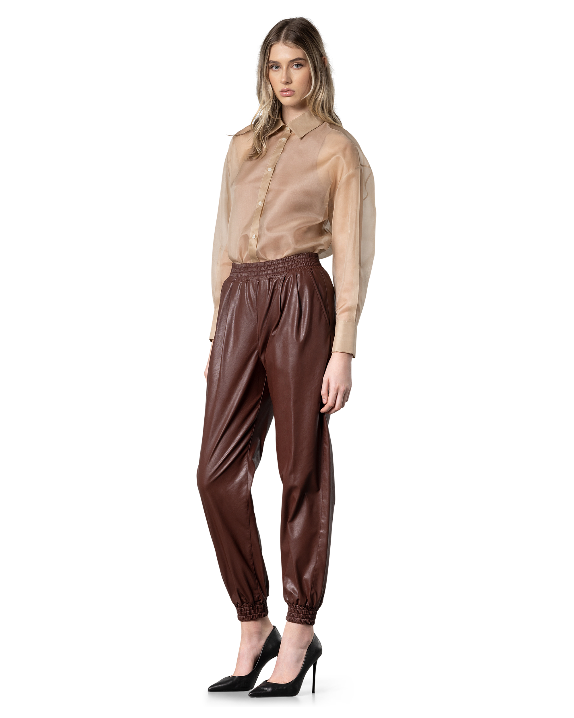 Faux Leather Joggers