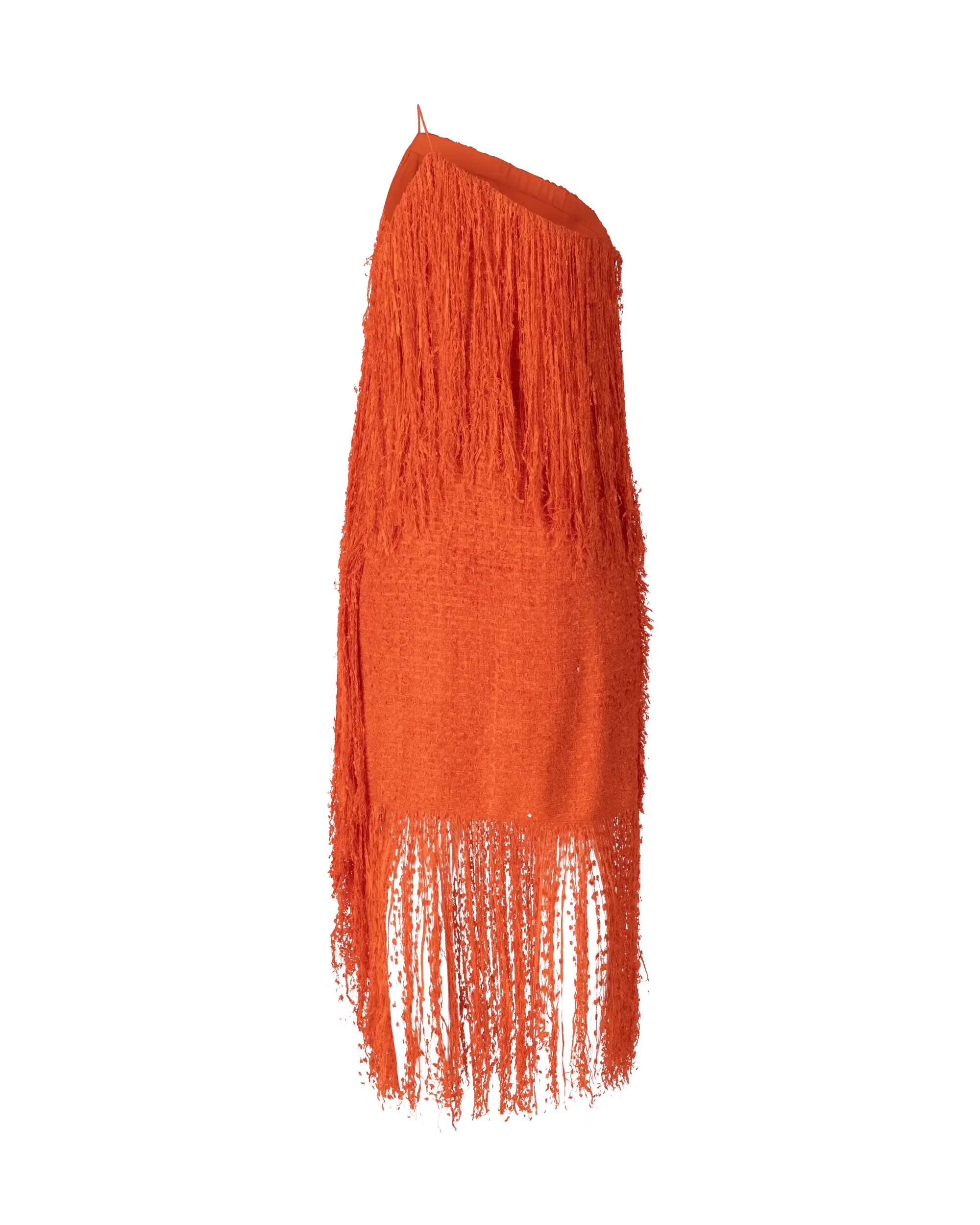 Fringe-Detailed One Shoulder Dress