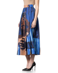 MSGM Art Print Pleated Midi Skirt