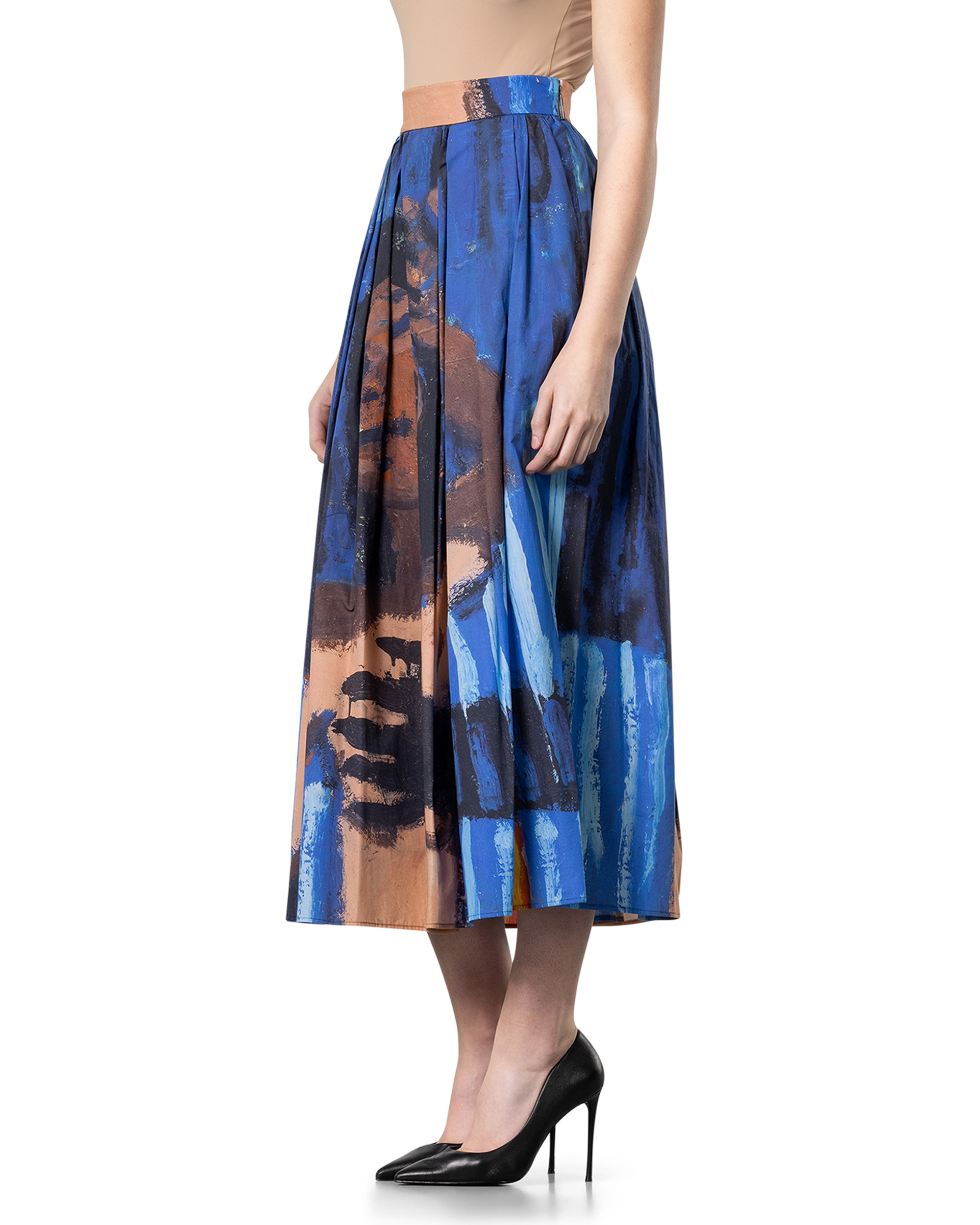 MSGM Art Print Pleated Midi Skirt