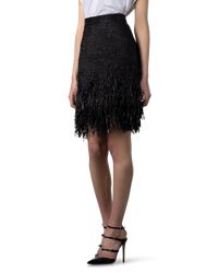 Fringe-Trimmed High Waisted Skirt