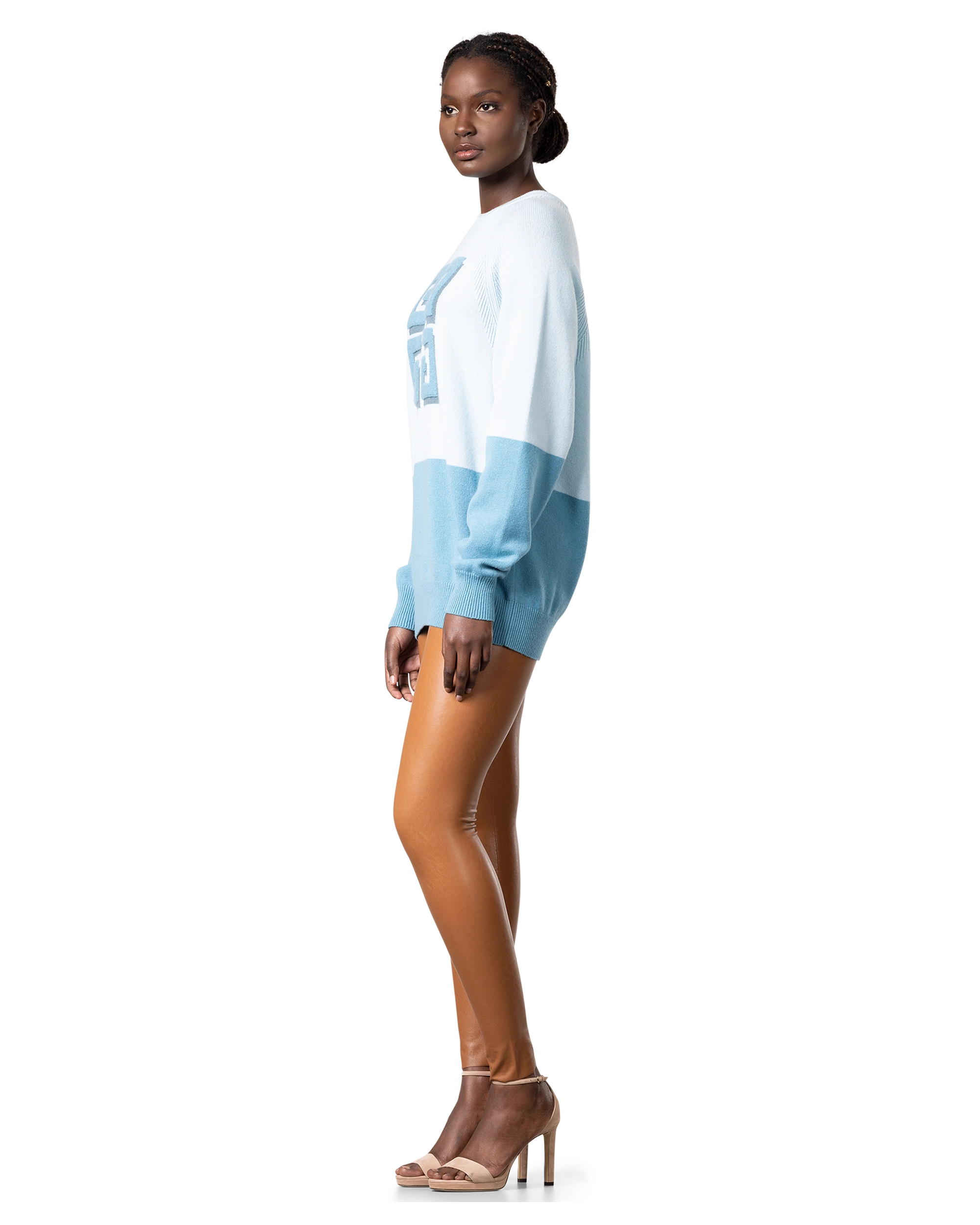 Two-Tone Cashmere Crewneck Sweater
