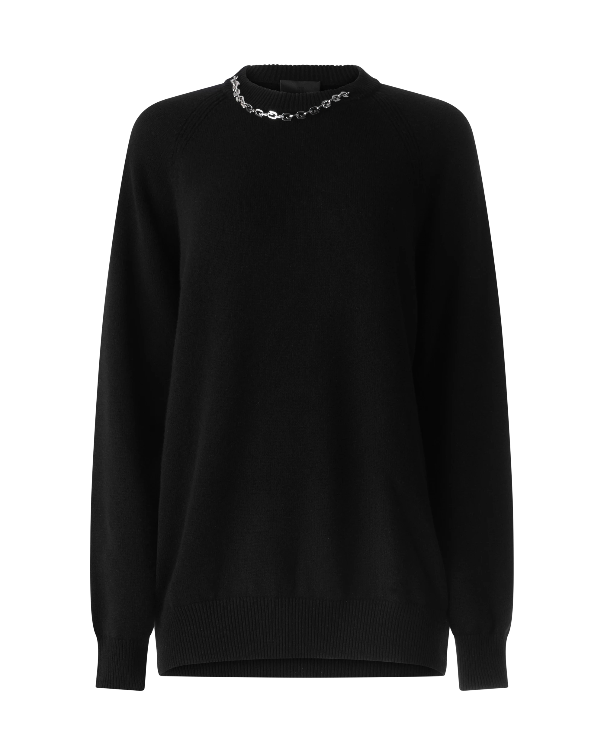 Cashmere Crewneck Sweater With Chain