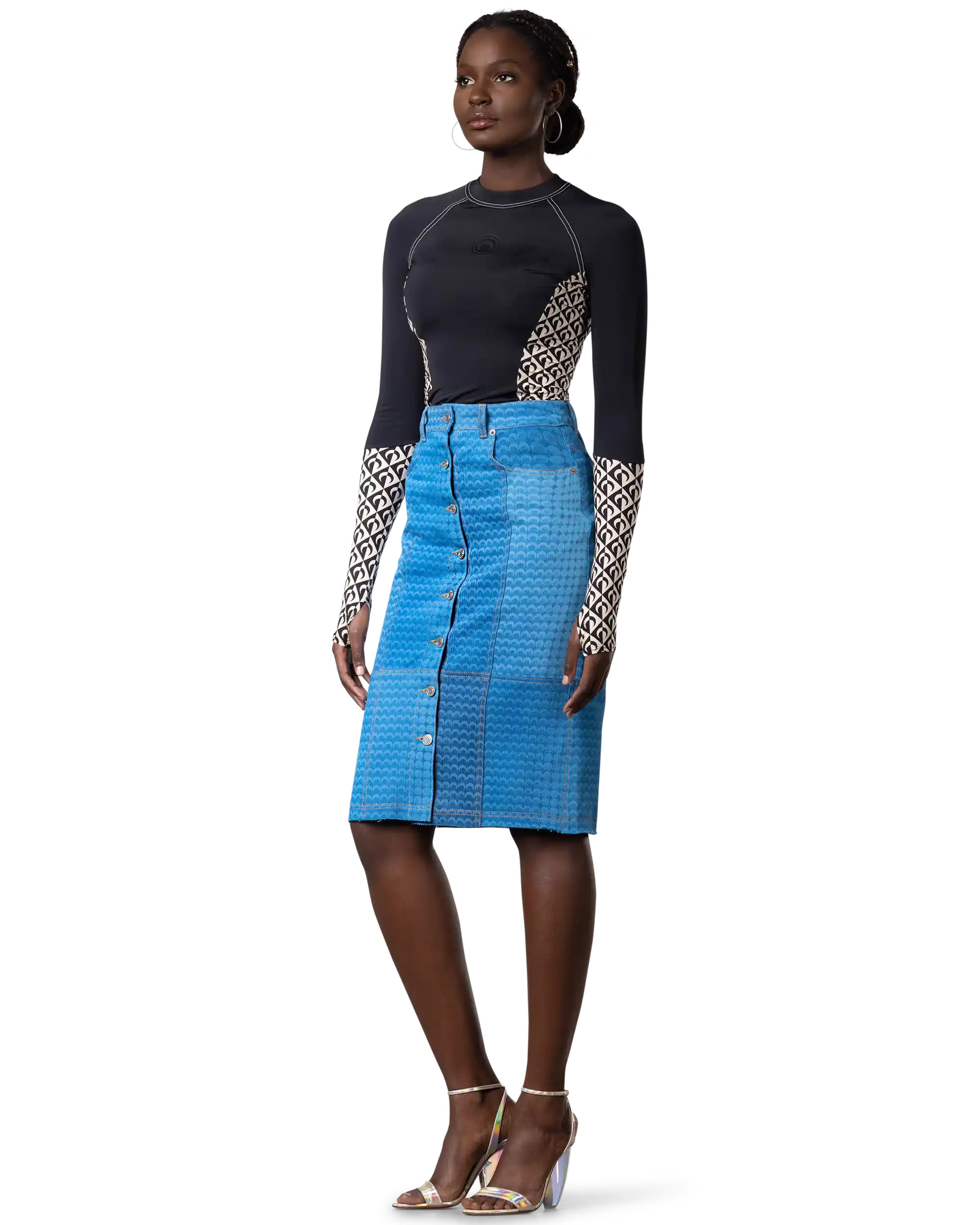 Regenerated Denim Moonfishskin Skirt