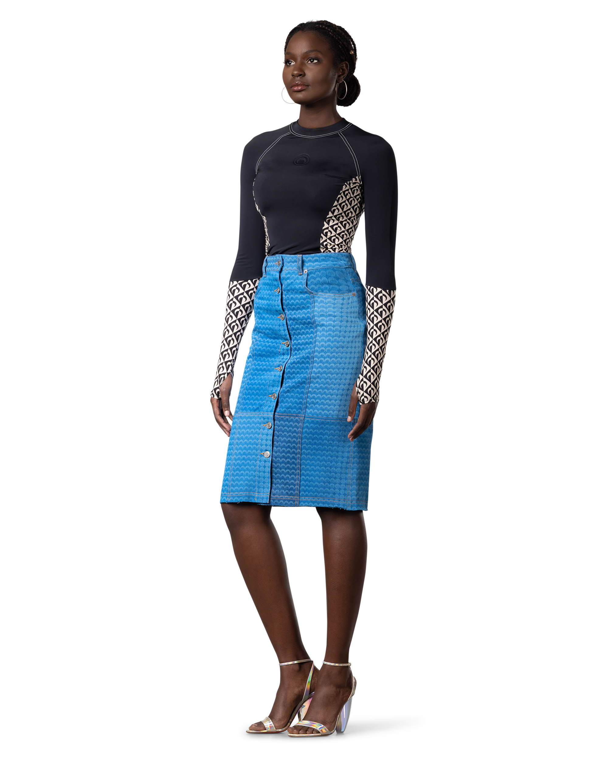 Regenerated Denim Moonfishskin Marine Serre Skirt