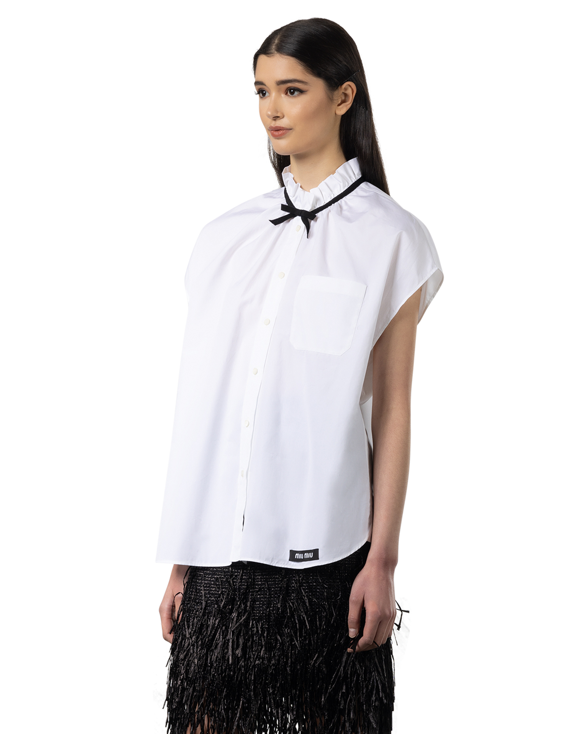 Bow Detail Poplin Shirt