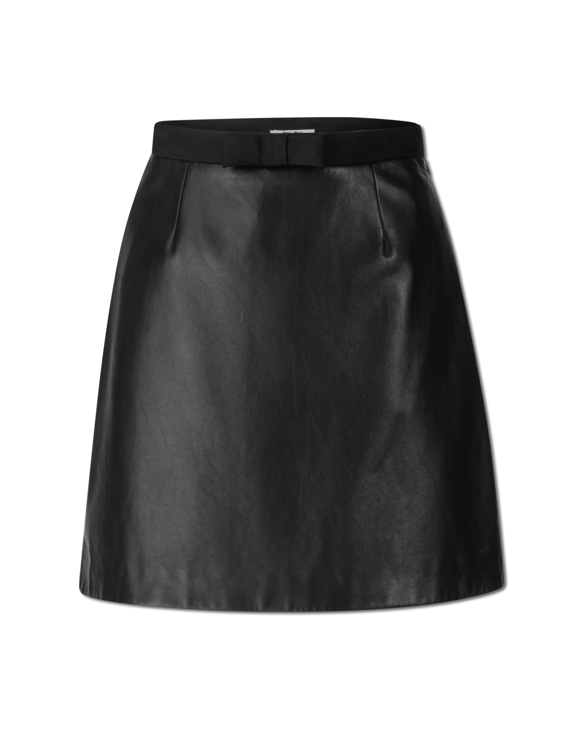 Bow Detail Leather Mini Skirt