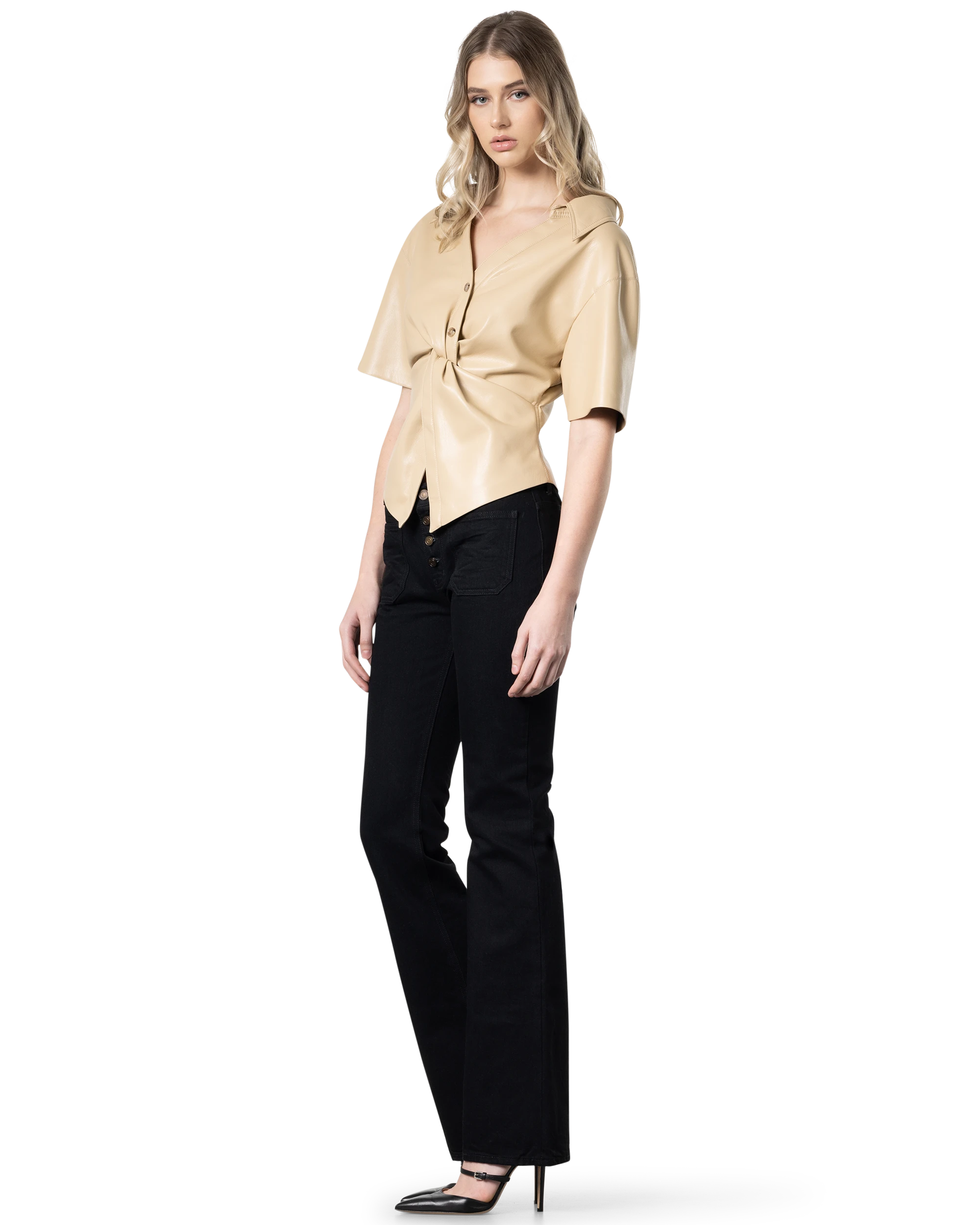 Thora Vegan Leather Twist Top